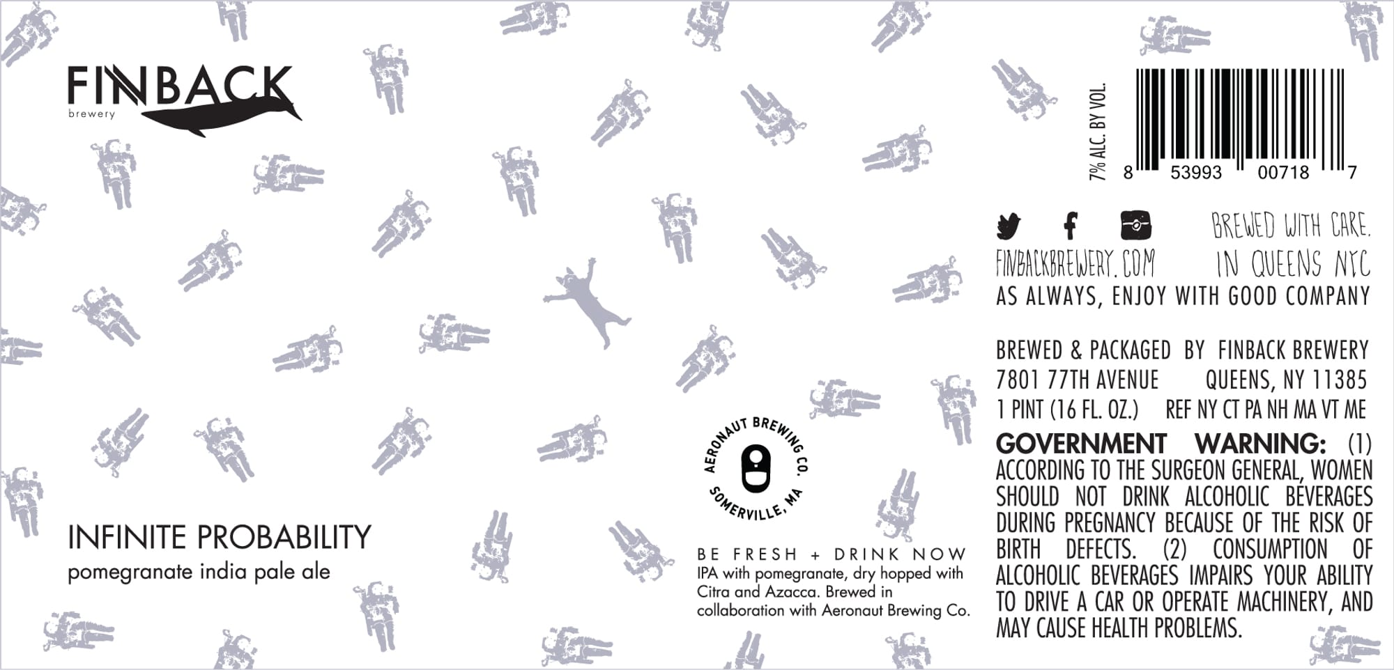 Infinite Probability by Finback Brewery - beer label