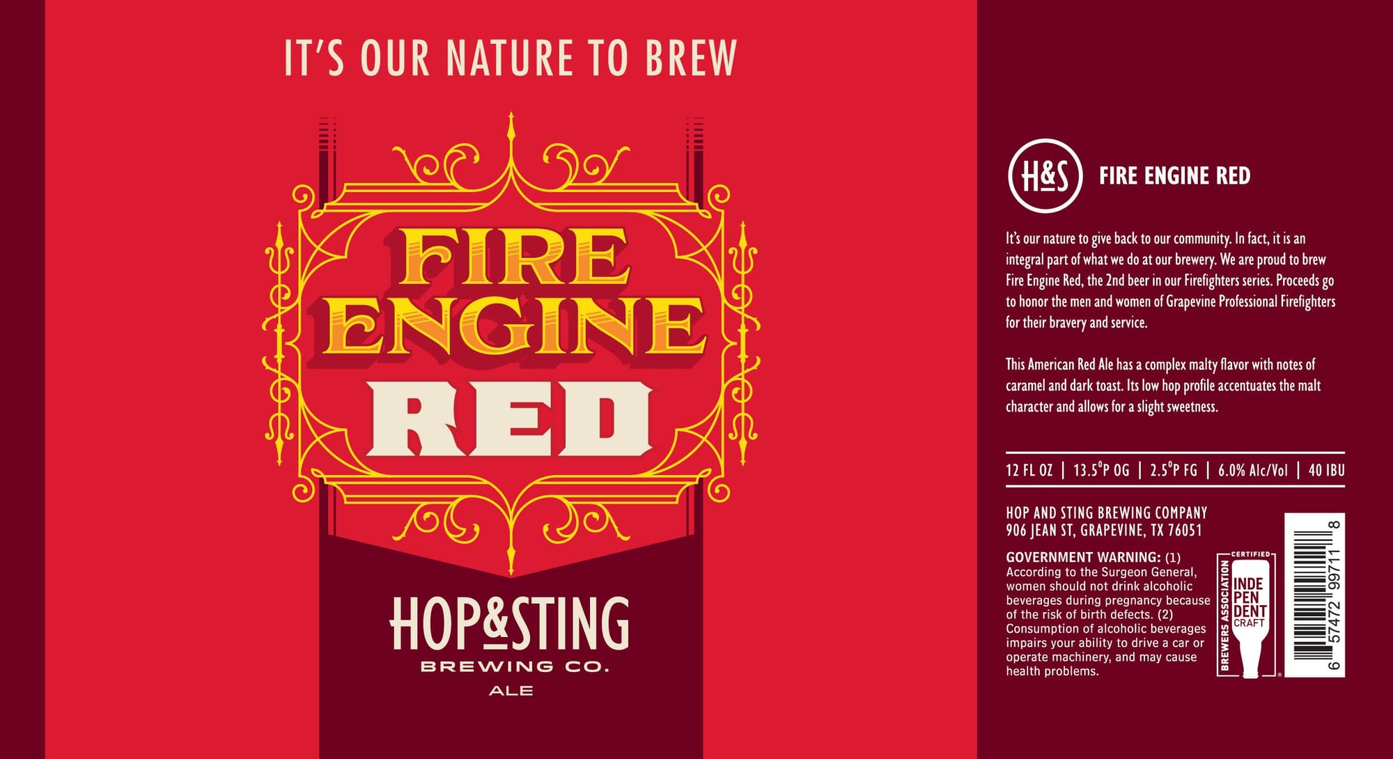 Fire Engine Red by Hop & Sting Brewing Co. - beer label