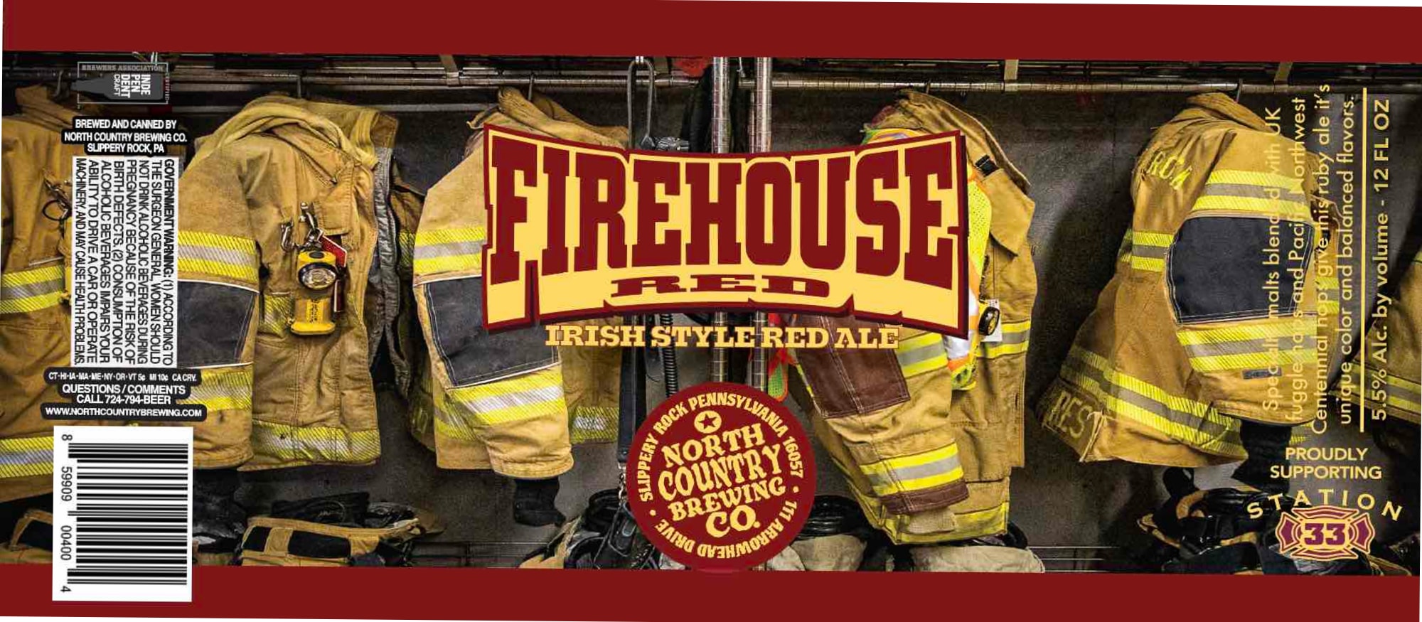 Firehouse Red by North Country Brewing Co. - beer label