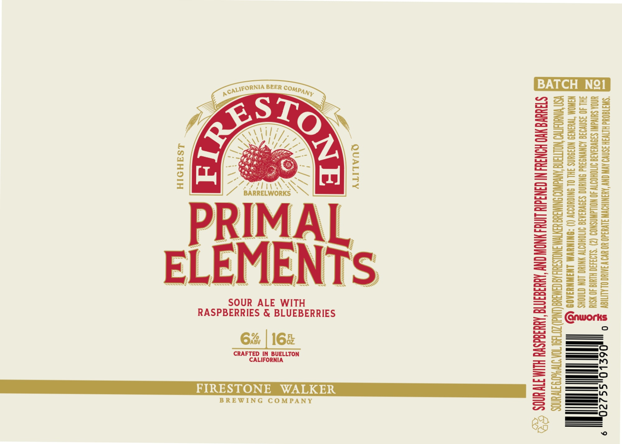 Primal Elements by Firestone Walker Brewing Company - beer label