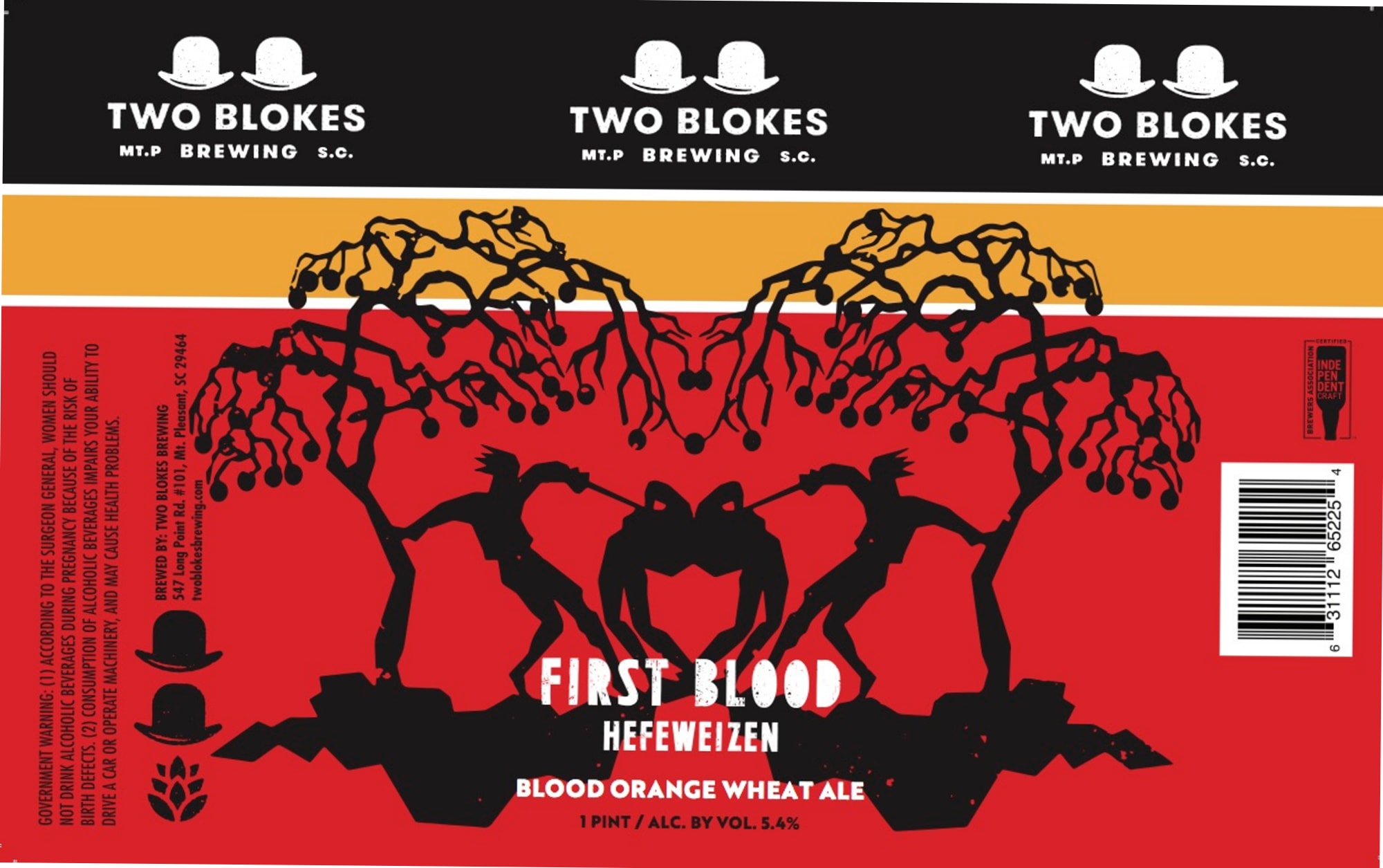 First Blood by Two Blokes Brewing S.C. - beer label