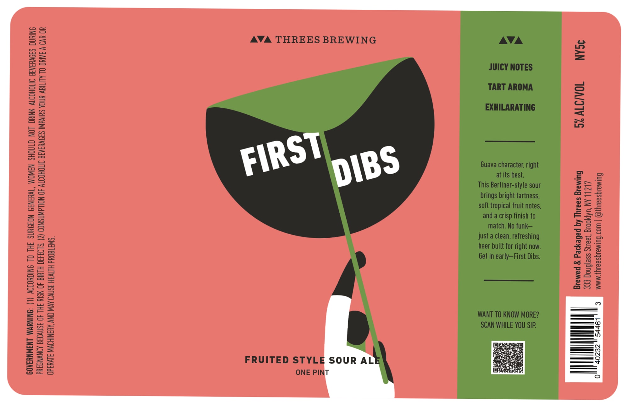 First Dibs by Three Brewing - beer label
