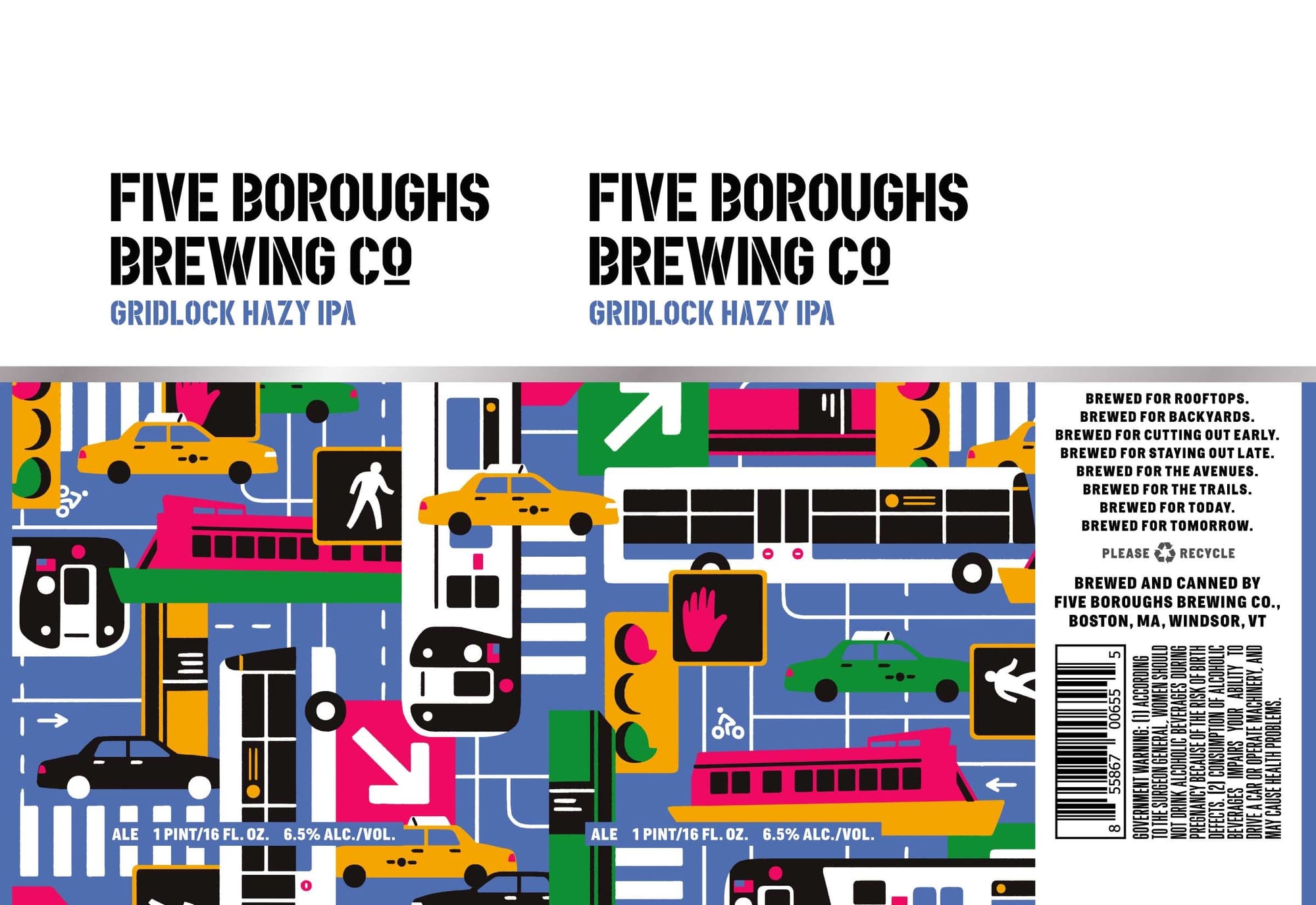 Gridlock Hazy IPA by Five Boroughs Brewing Co - beer label