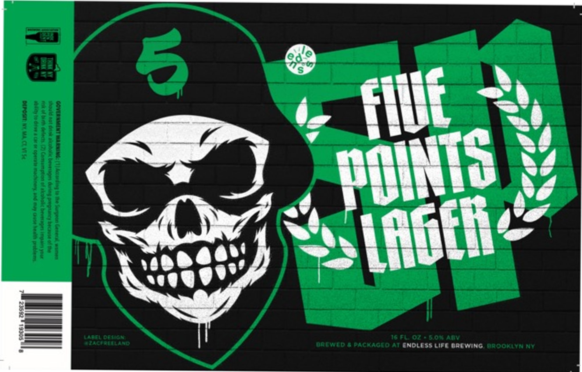 Five Points Lager by Endless Brewing - beer label