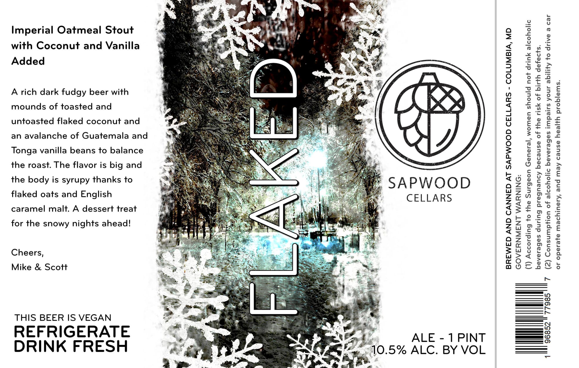Flaked by Sapwood Cellars - beer label