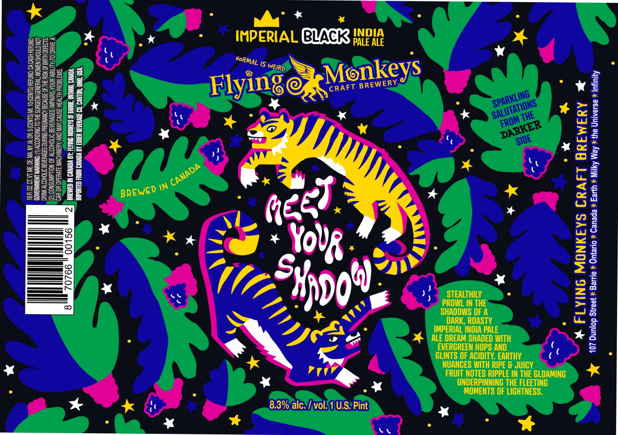 Imperial Black India Pale Ale by Flying Monkeys Craft Brewery - beer label