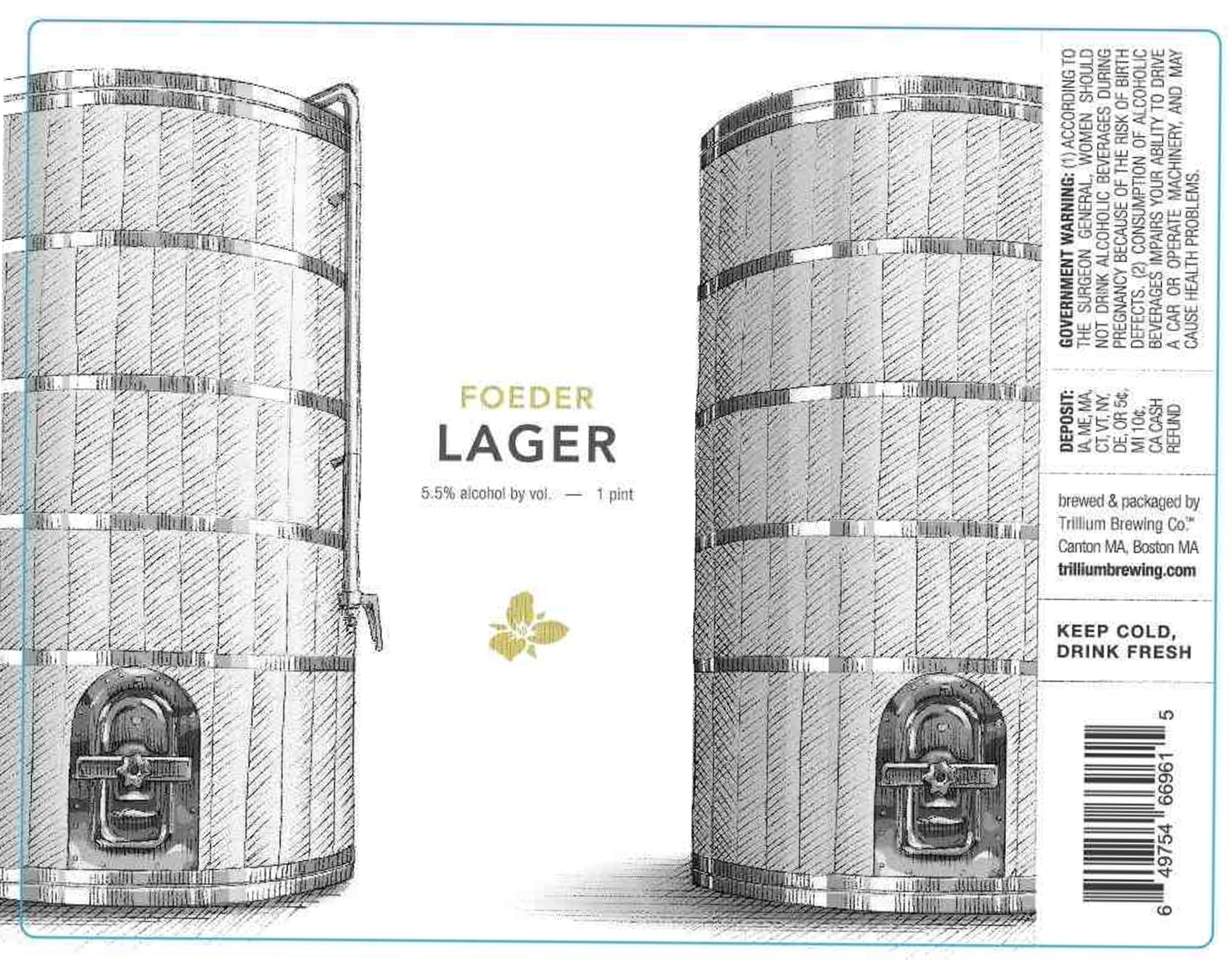 Foeder Lager by Trillium Brewing Co. - beer label
