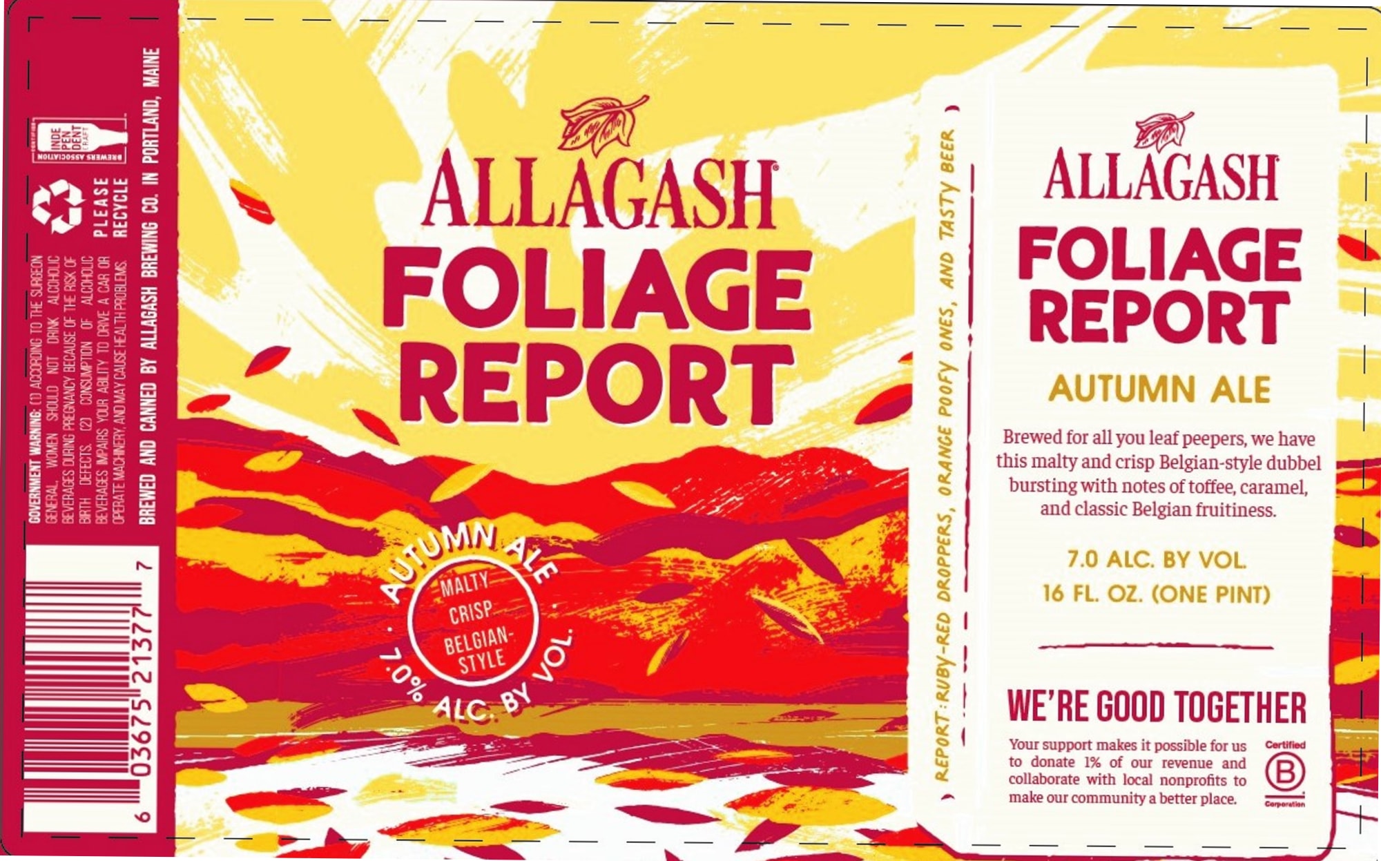 Foliage Report by Allagash Brewing Company - beer label