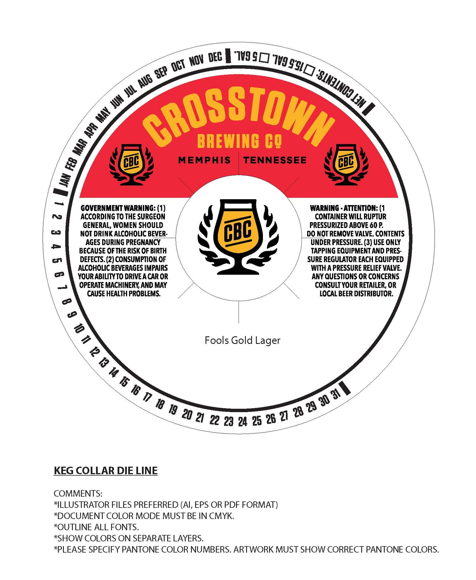 Fools Gold Lager by Crosstown Brewing Co. - beer label