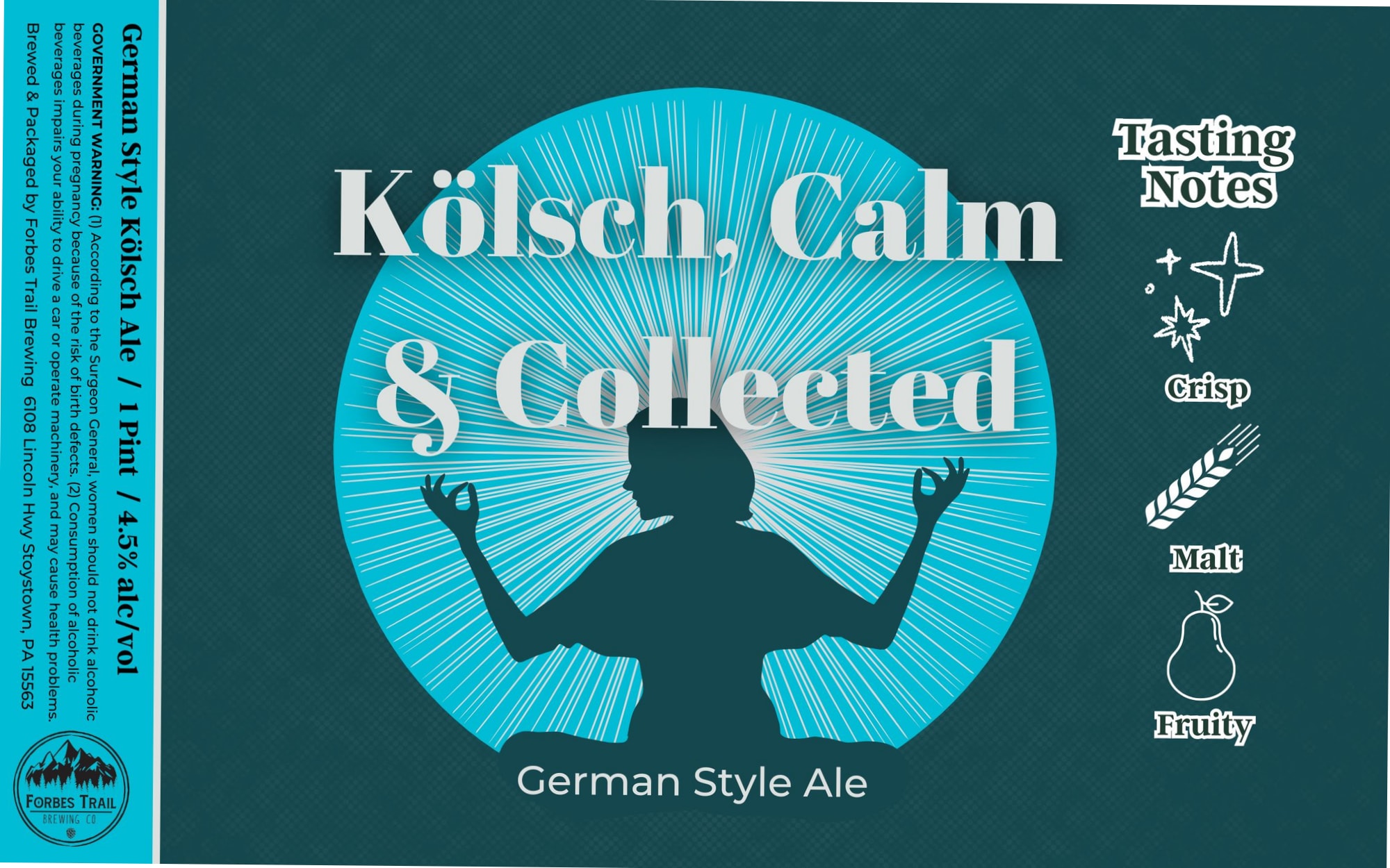 Kolsch, Calm & Collected by Forbes Trail Brewing - beer label