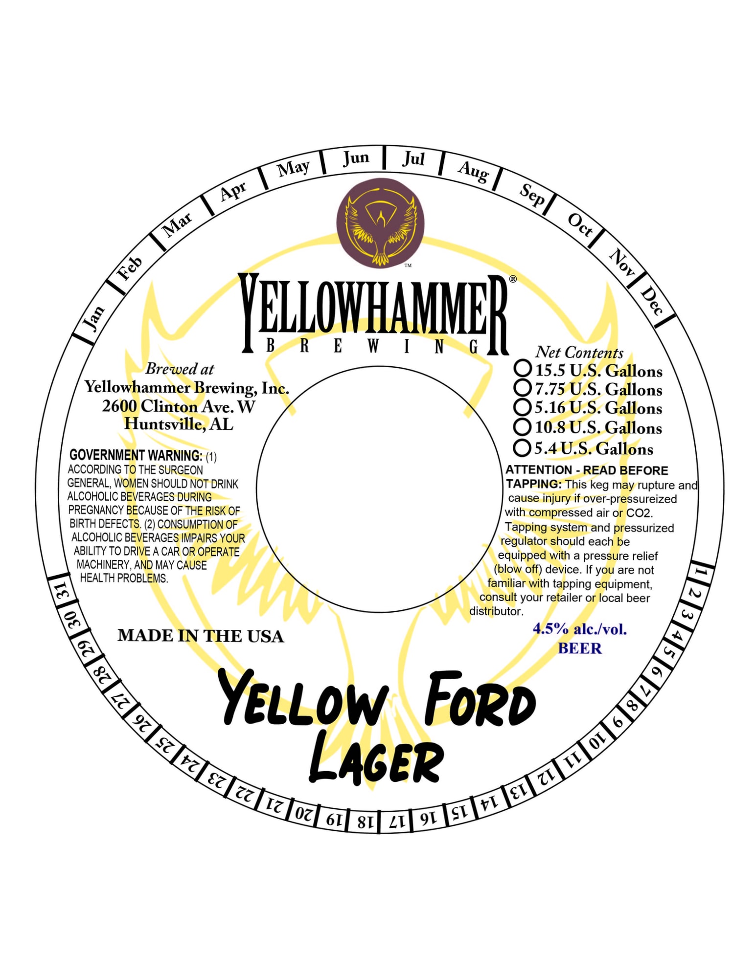 Ford Lager by Yellowhammer Brewing - beer label
