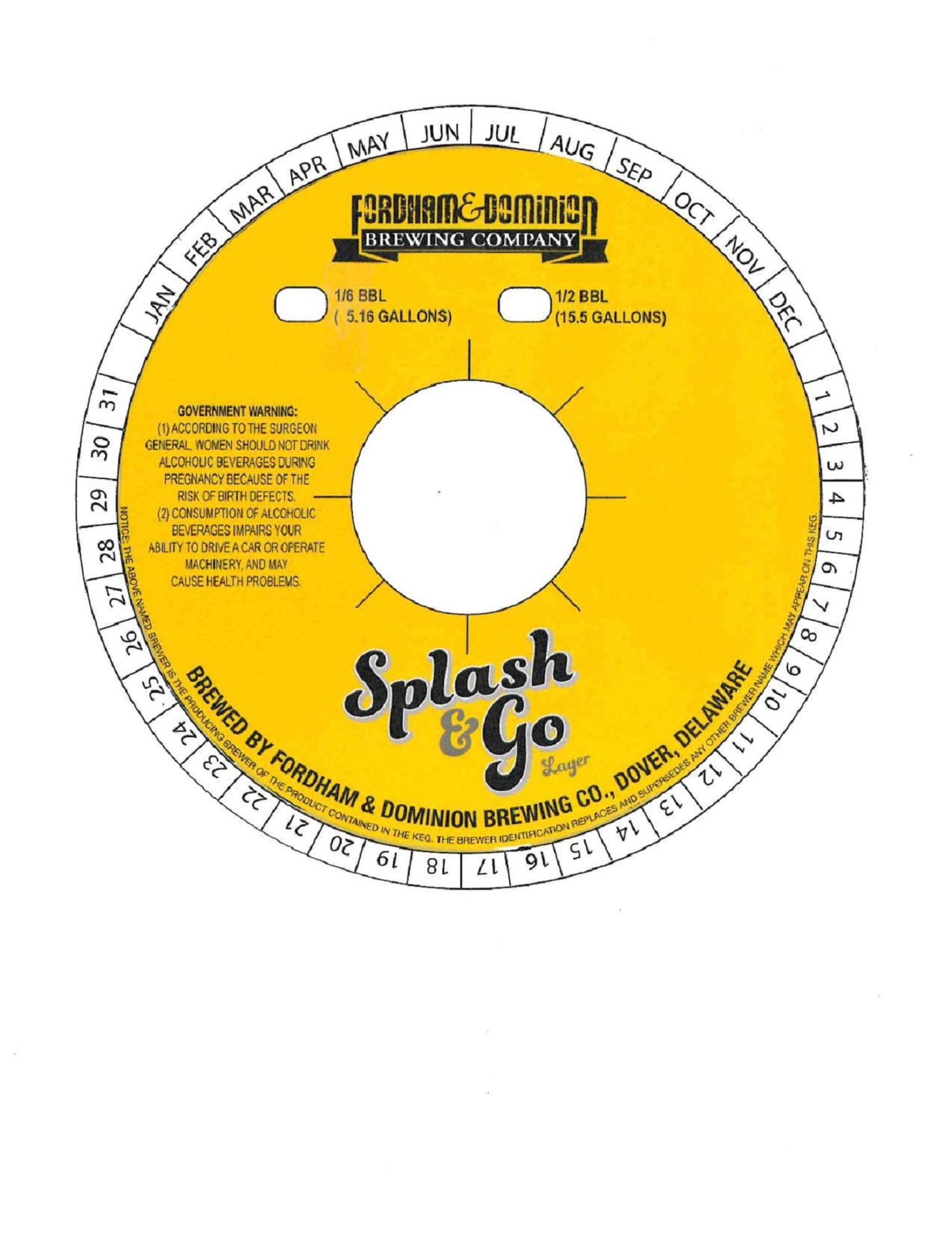 Splash & Go by Fordham & Dominion Brewing Company - beer label