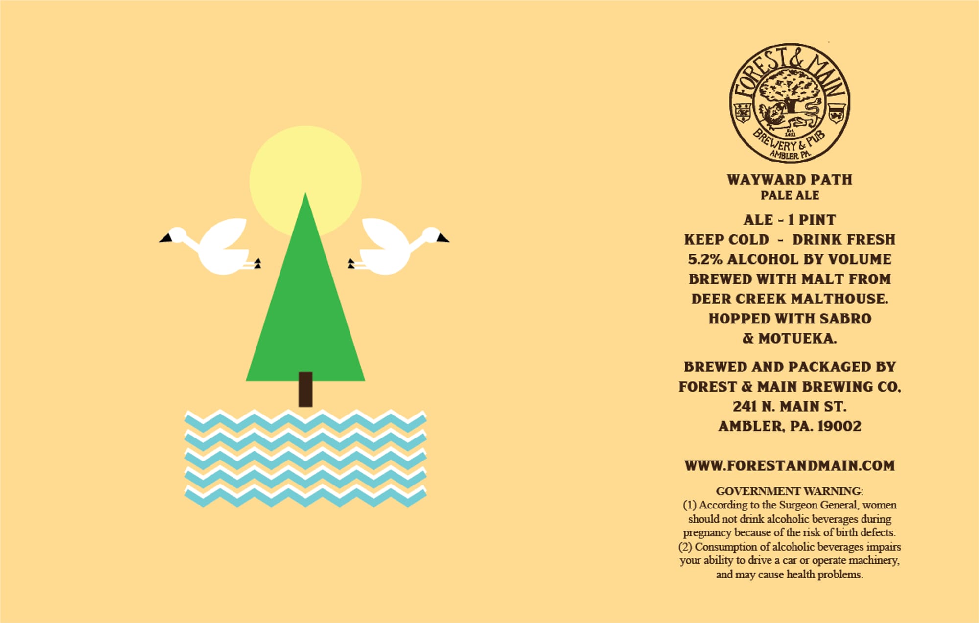 Wayward Path by Forest & Main Brewing Co - beer label