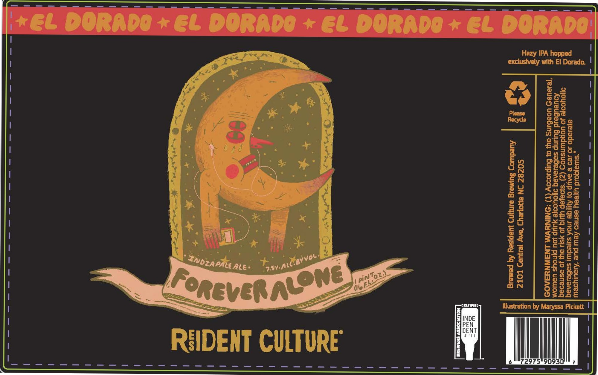Forever Alone by Resident Culture Brewing Company - beer label