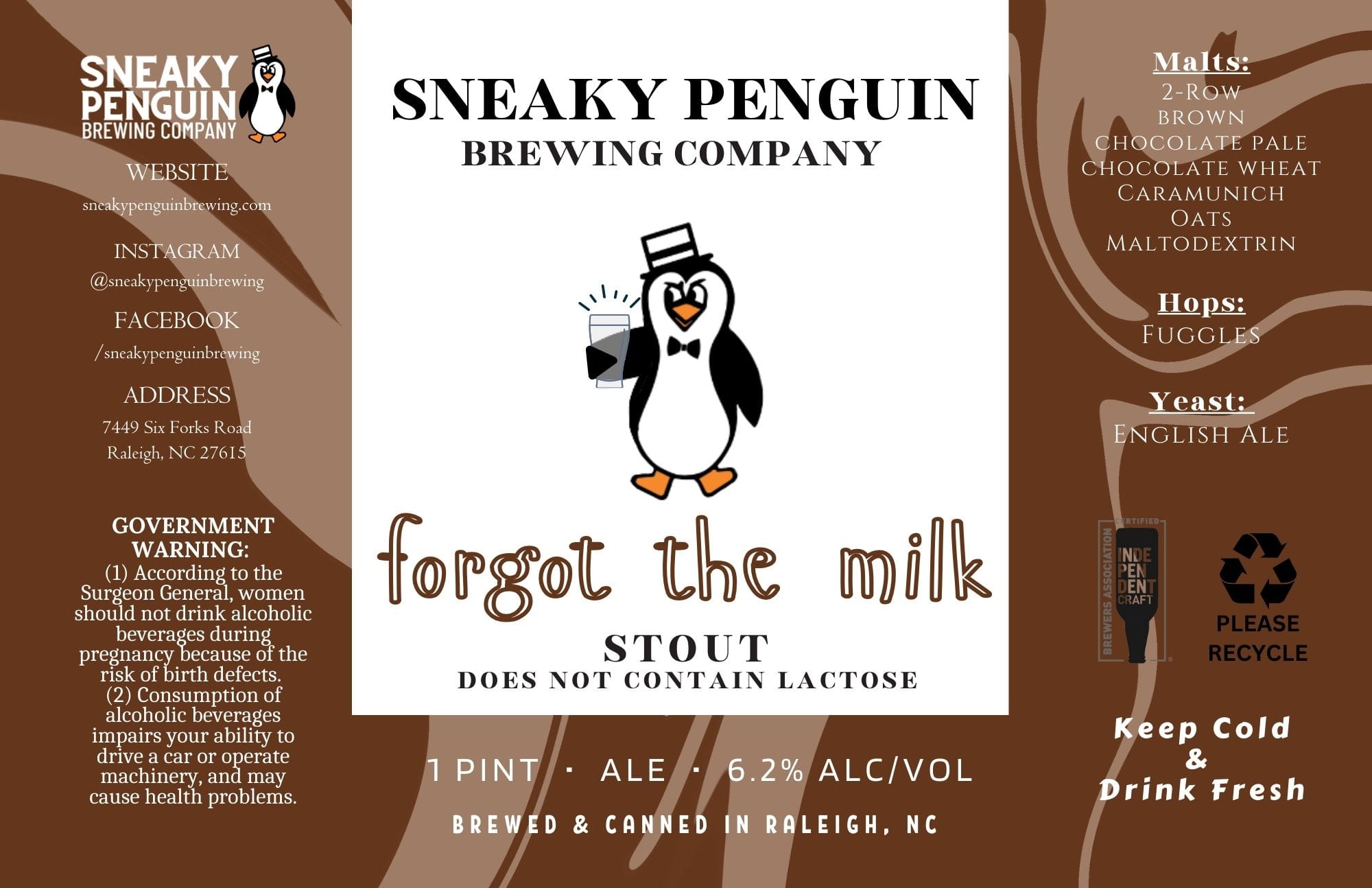 Forgot the Milk by Sneaky Penguin Brewing Company - beer label