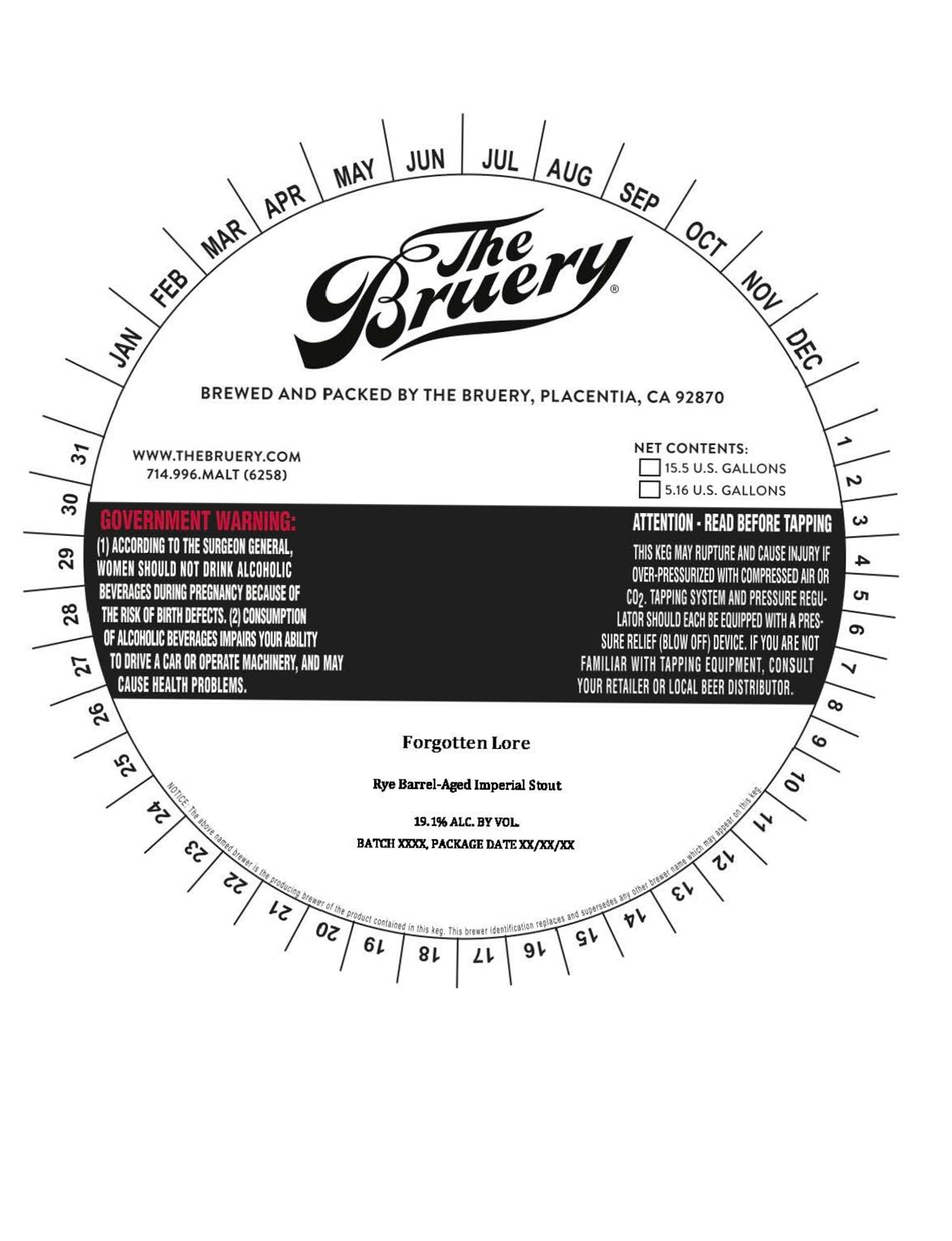 Forgotten Lore by The Bruery - beer label