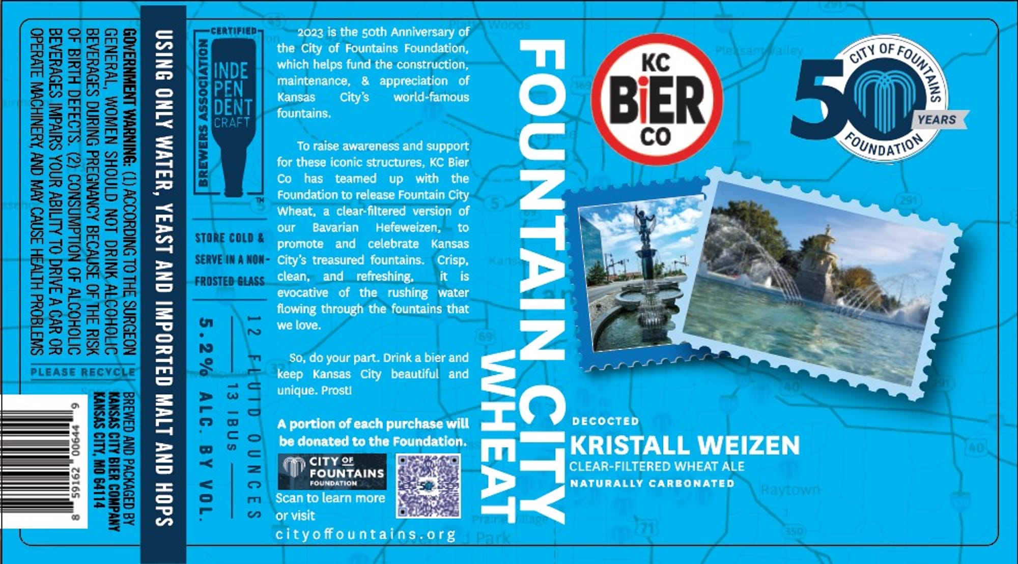 Fountain Wheat by KC Bier Co. - beer label