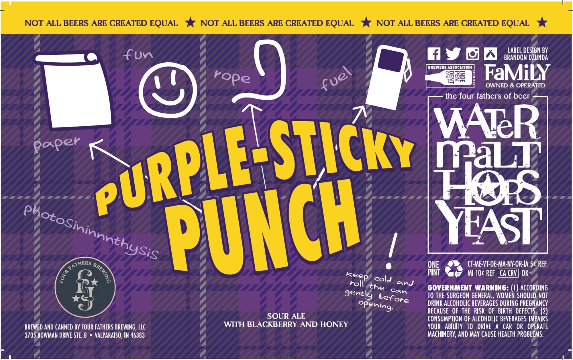 Purple-Sticky Punch by Four Fathers Brewing - beer label