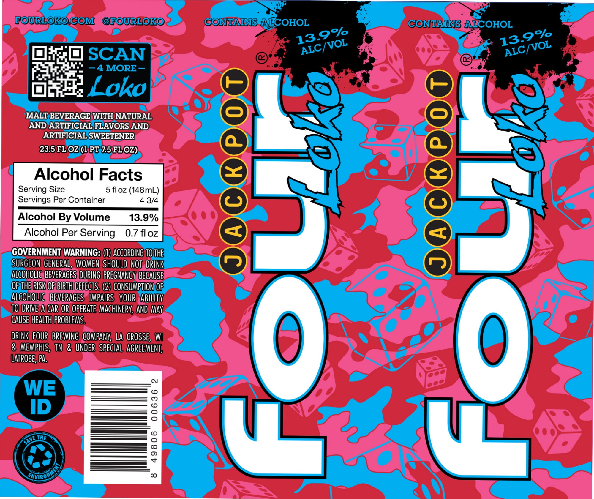 Four Loko Jackpots by Drink Four Brewing Company - beer label