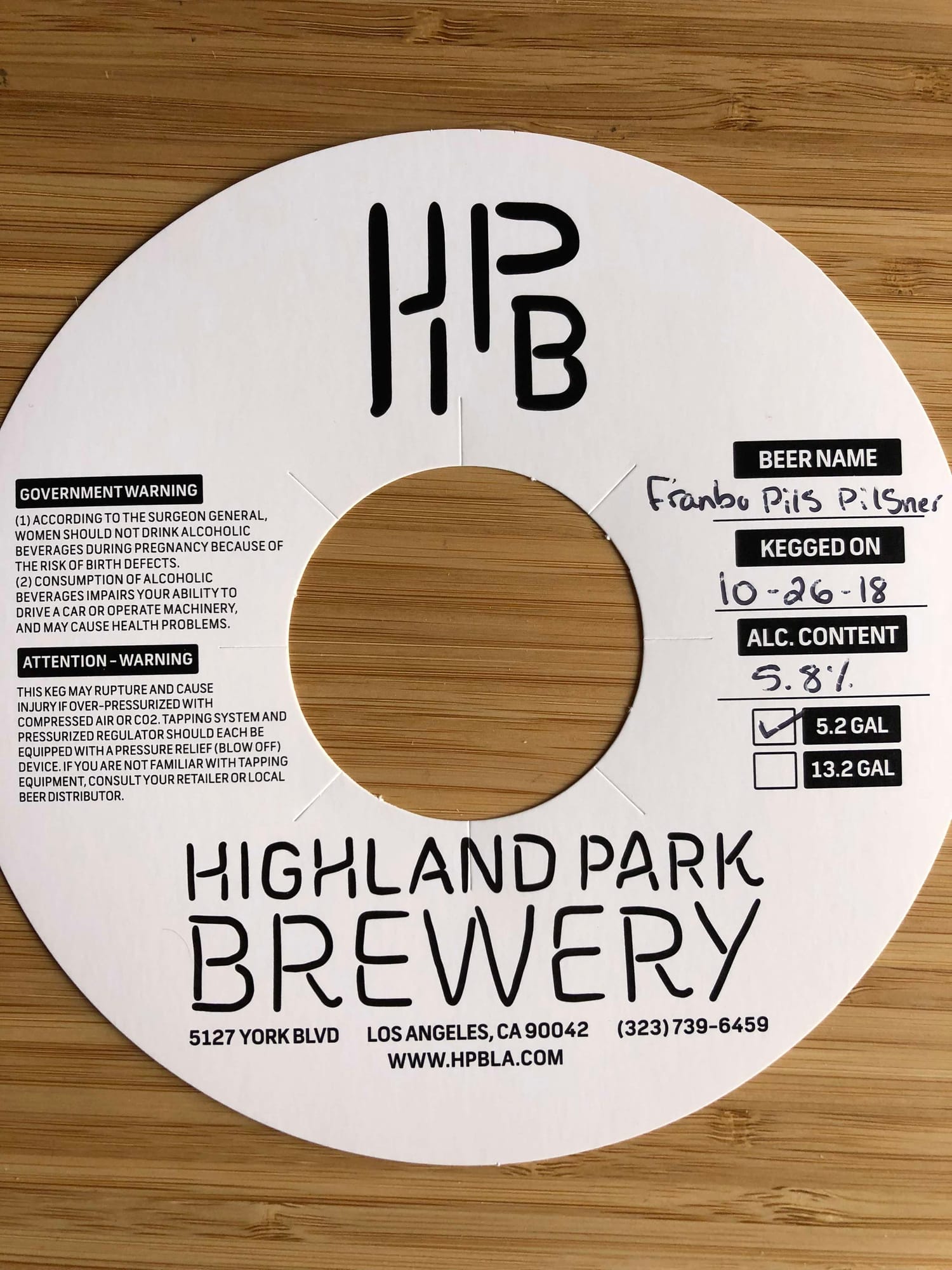 Franbo Pilsner by Highland Park Brewery - beer label