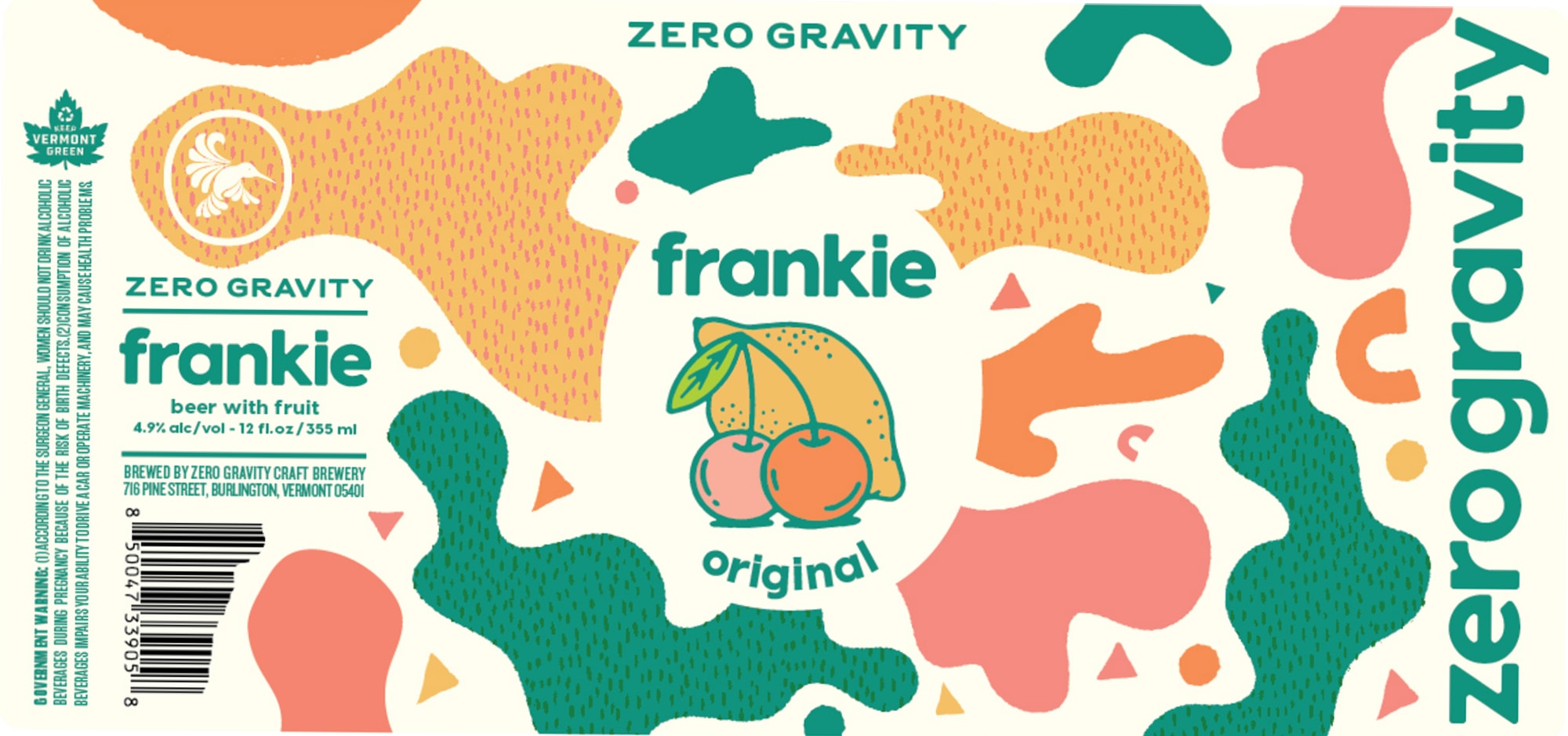 Frankie by Zero Gravity Craft Brewery - beer label