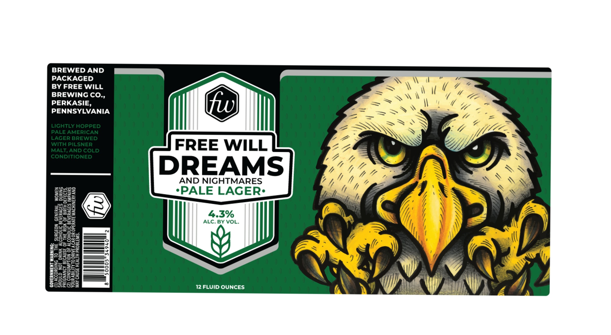 Dreams and Nightmares Pale Lager by Free Will Brewing Co. - beer label