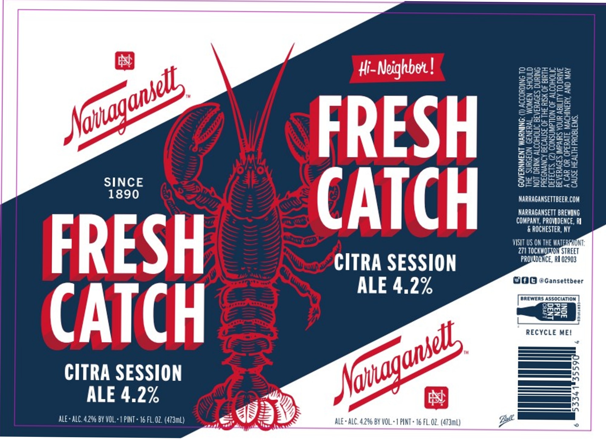 Fresh Catch Citra Session Ale by Narragansett Brewing Company - beer label