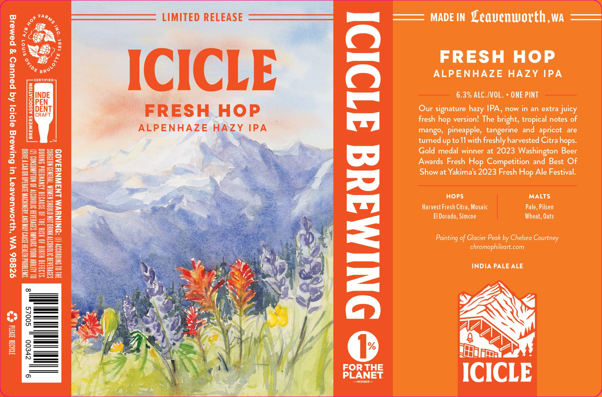 Fresh Hop Alpenhaze IPA by Icicicle Brewing - beer label