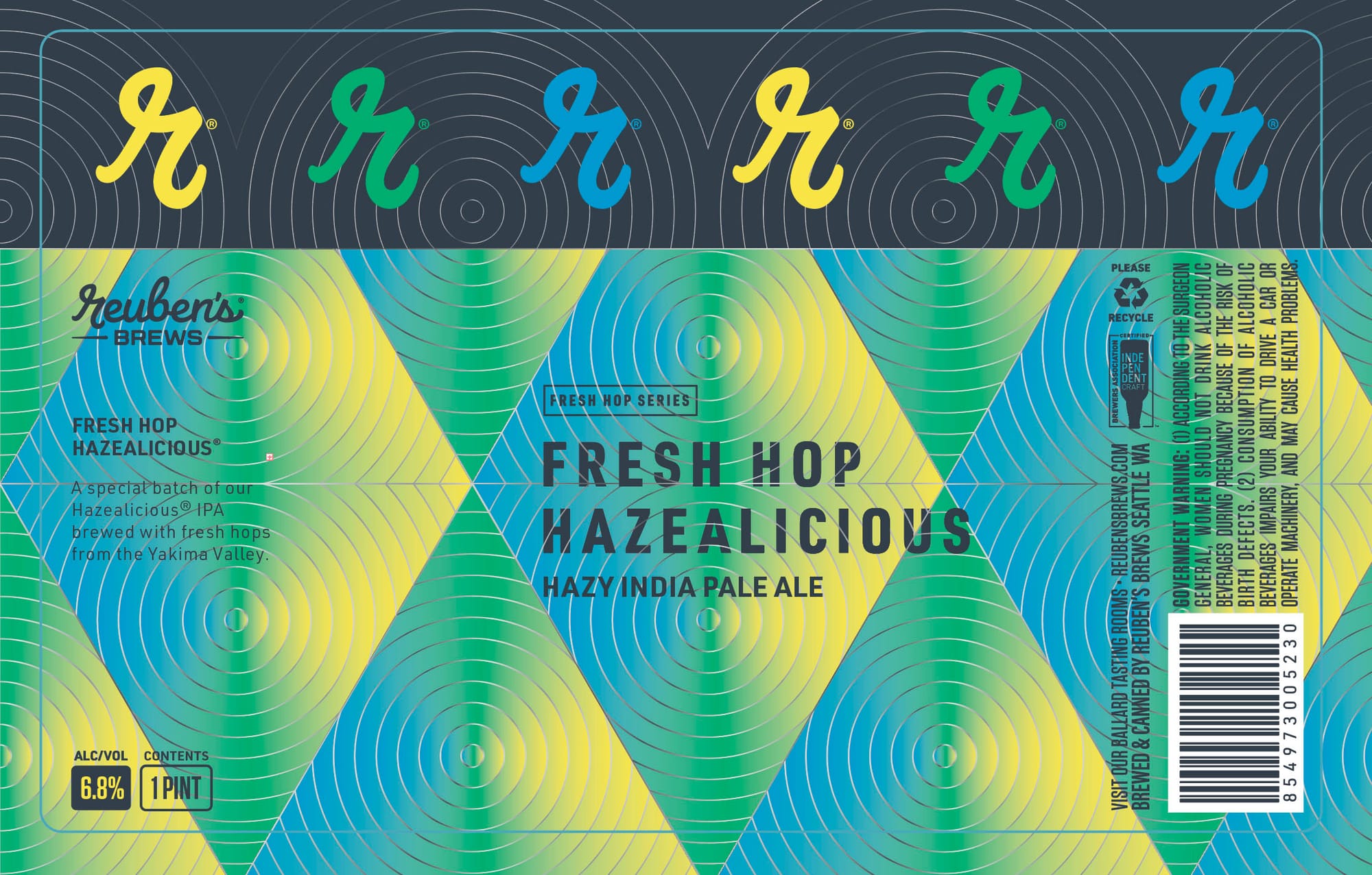 Fresh Hop Hazealicious by Reuben’s Brews - beer label