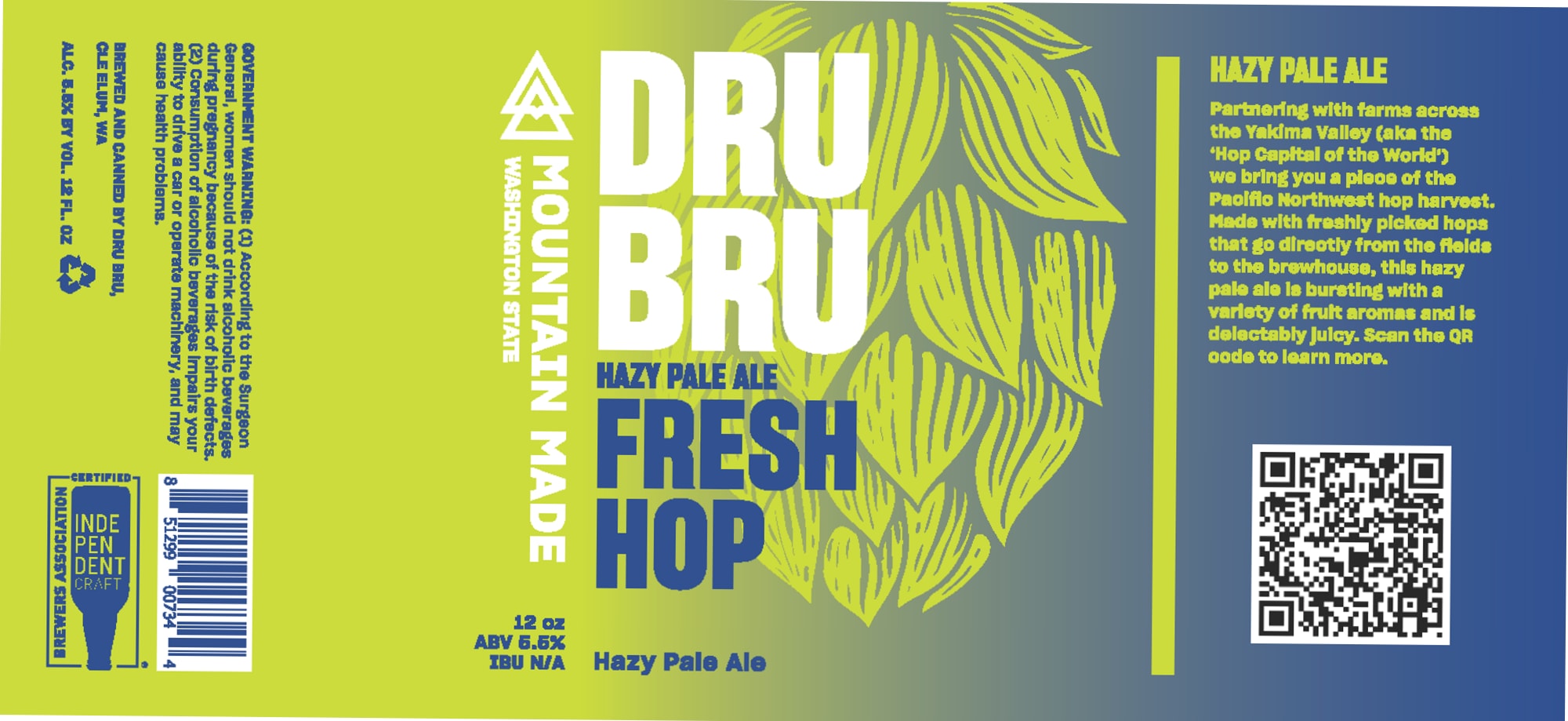 Fresh Hop Hazy Pale Ale by Dru Bru - beer label