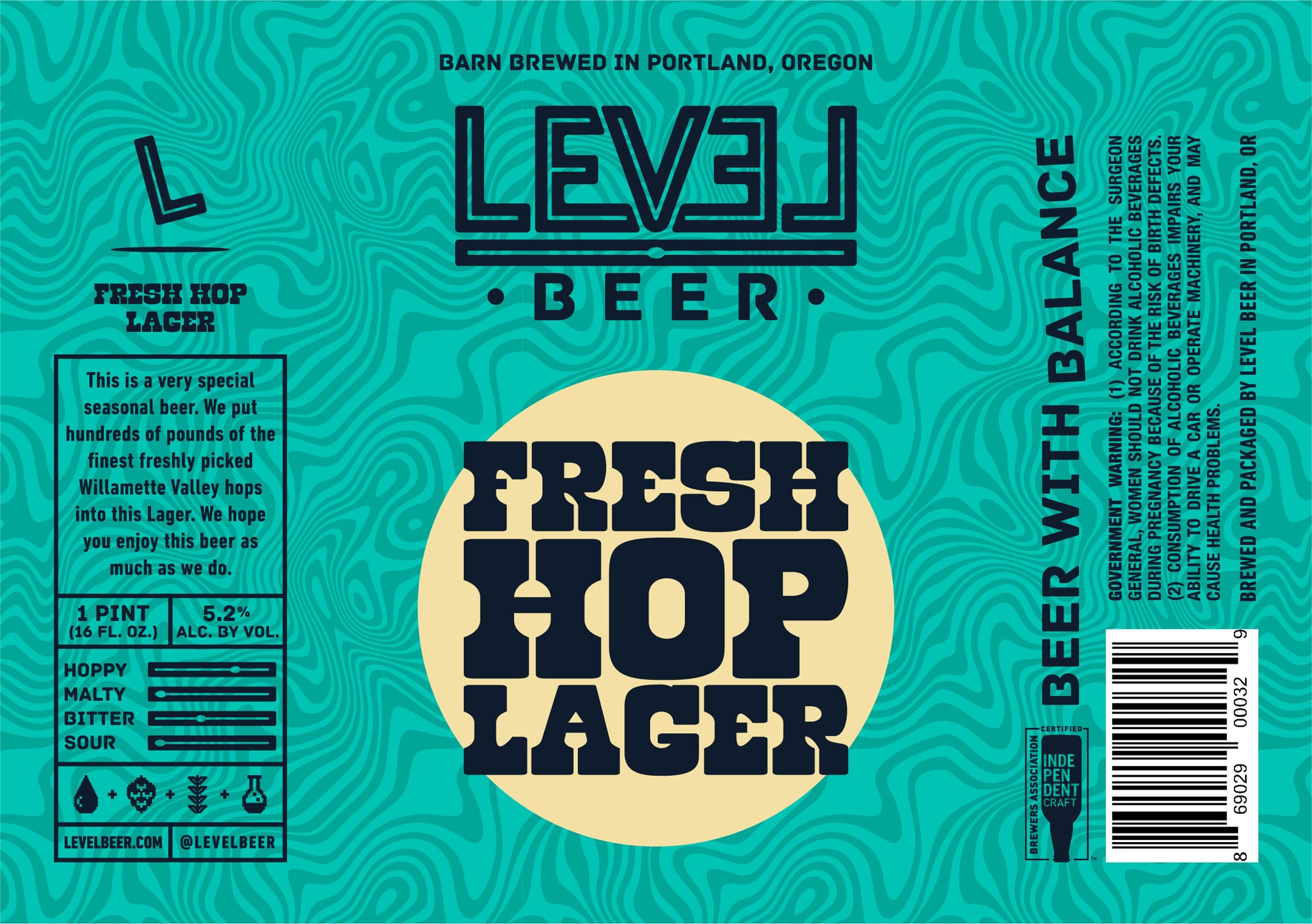 Fresh Hop Lager by Level Beer - beer label