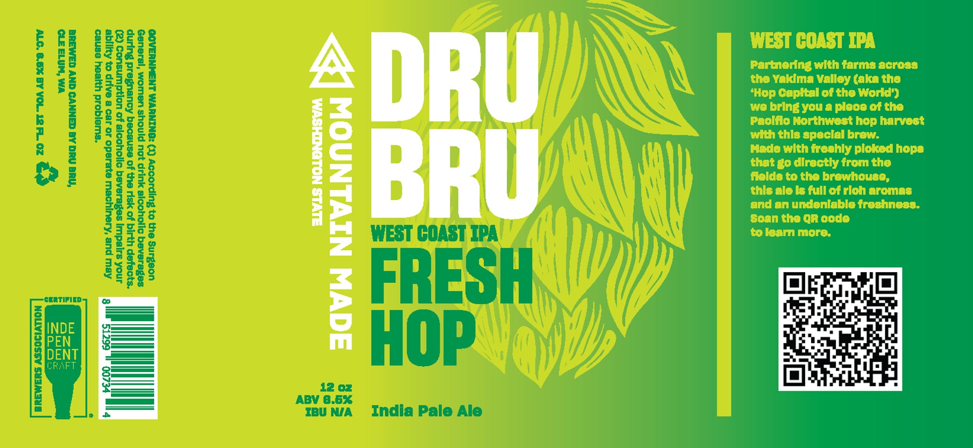 Fresh Hop West Coast IPA by Dru Bru - beer label