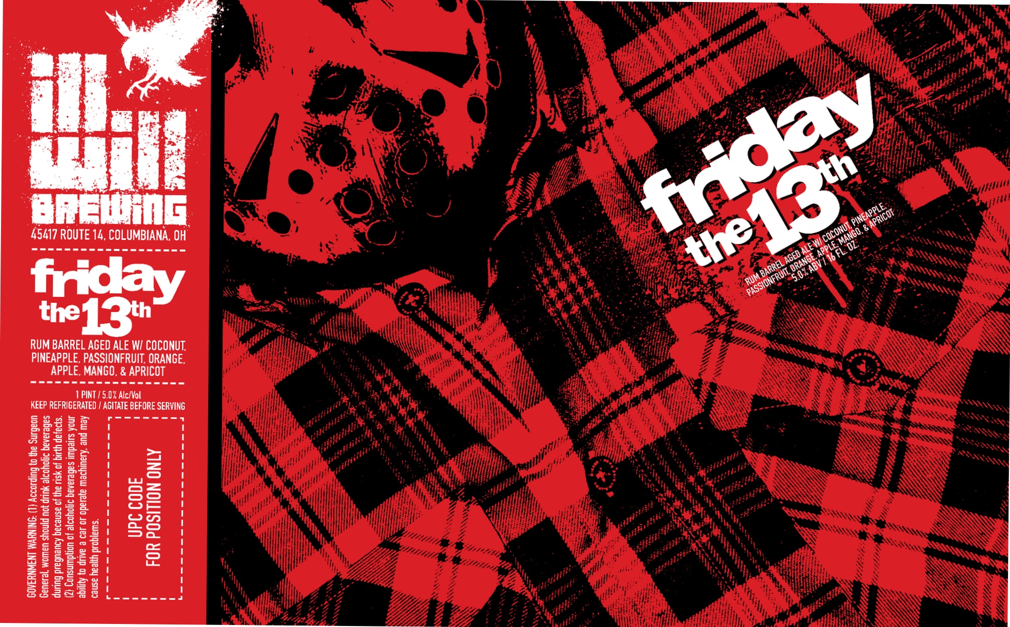 Friday the 13th Rum Barrel Aged Ale w/ Coconut, Pineapple, Passionfruit, Orange, Mango & Apricot by Brewing Friday the 13th - beer label