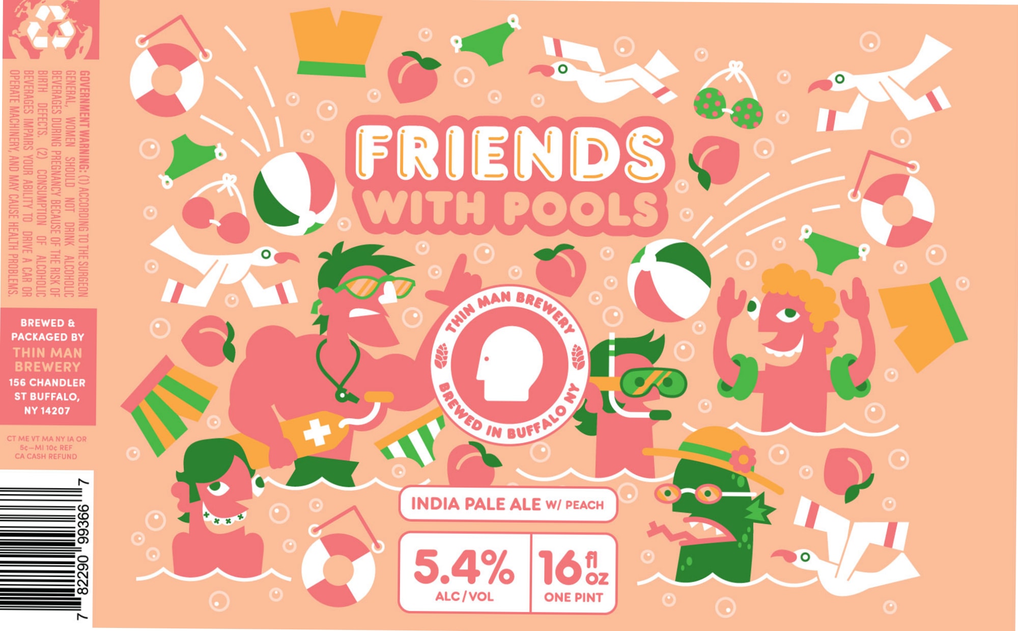 Friends With Pools by Thin Man Brewery - beer label