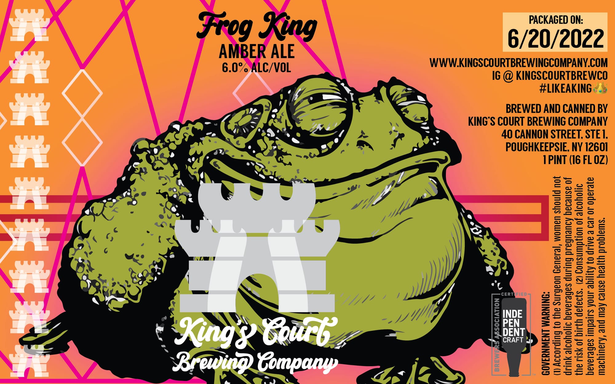 Frog King Amber Ale by King's Court Brewing Company - beer label