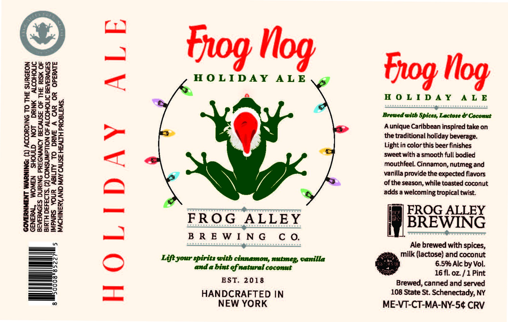 Frog Nog by Frog Alley Brewing Co. - beer label