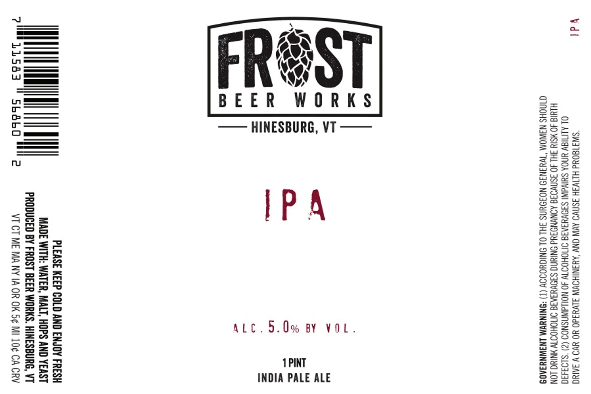 IPA by Frost Beer Works - beer label