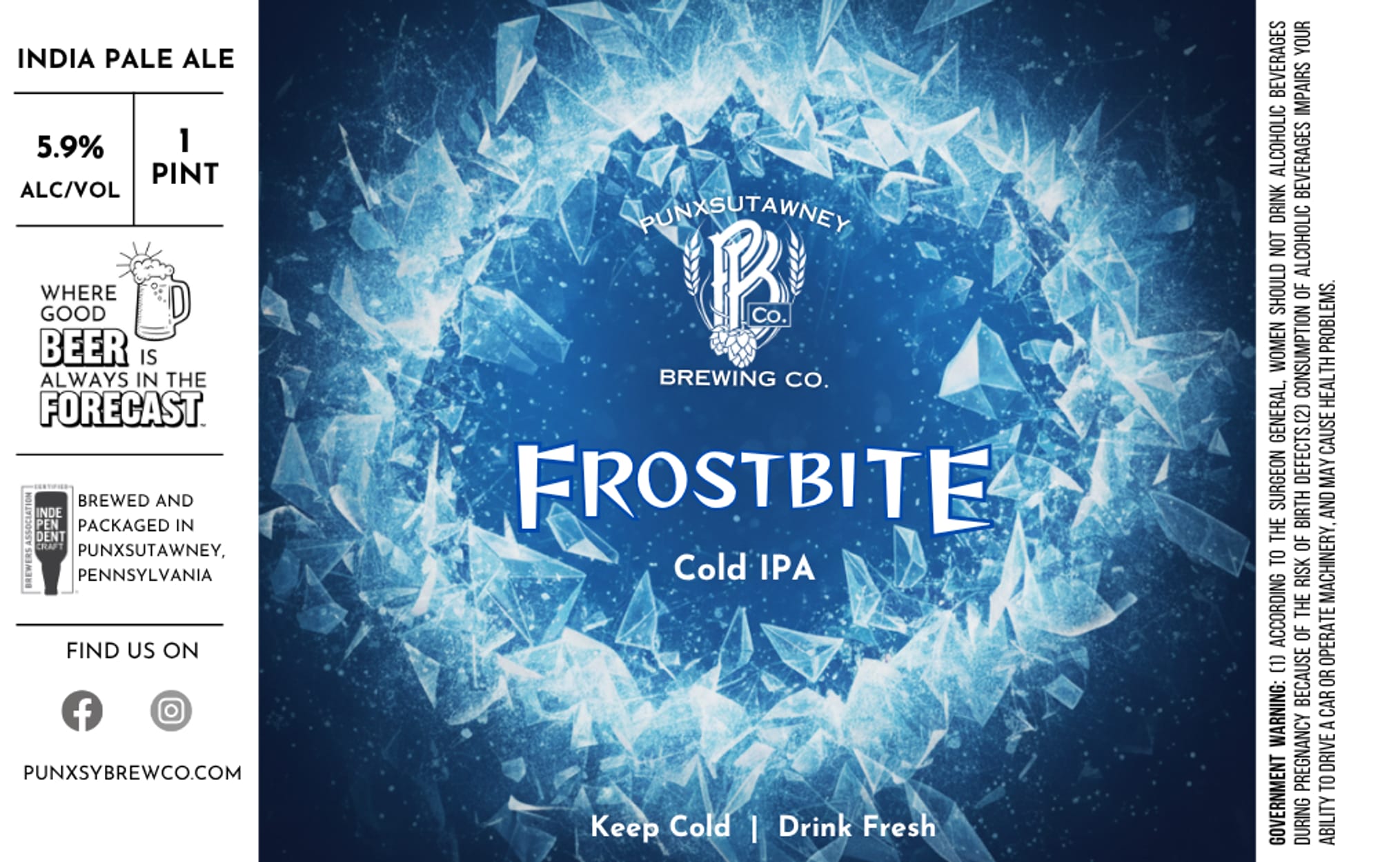 Frostbite Cold IPA by PunkSybrew Co. - beer label