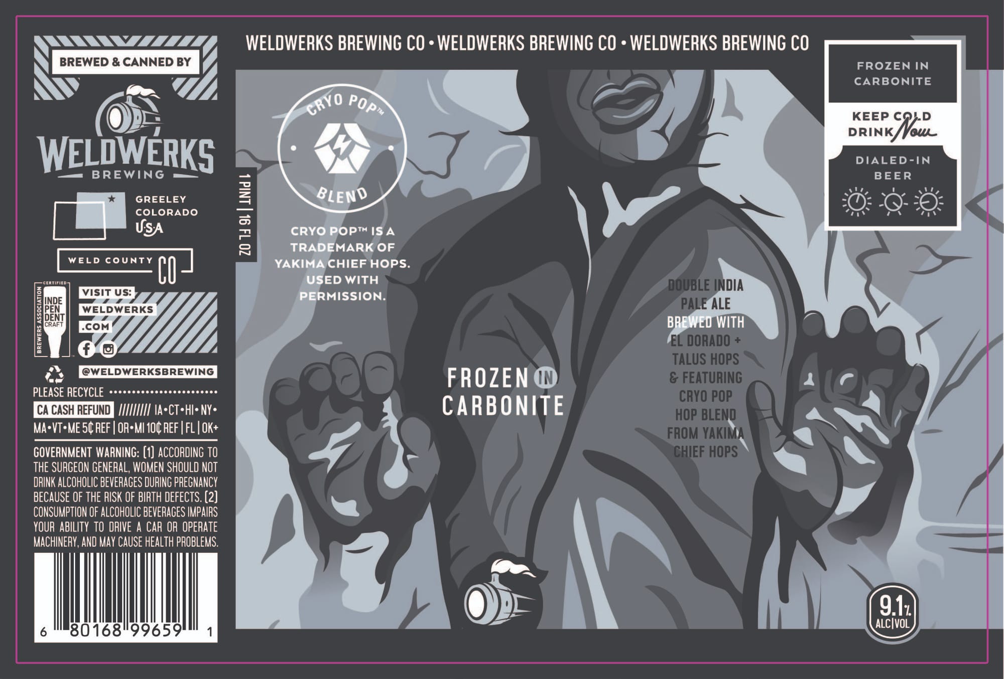 Frozen in Carbonite by Weldwerks Brewing Co. - beer label