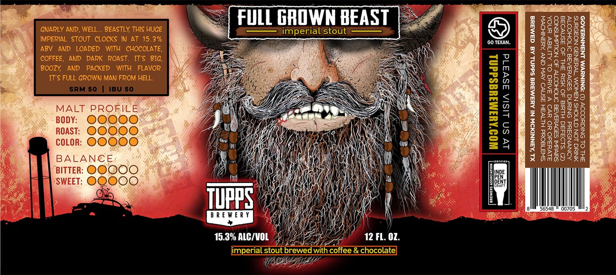 Full Grown Beast by Tupps Brewery - beer label