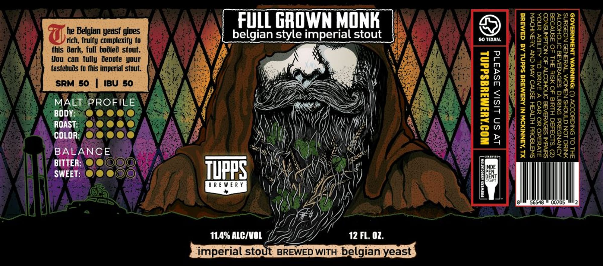 Full Grown Monk by Tupps Brewery - beer label