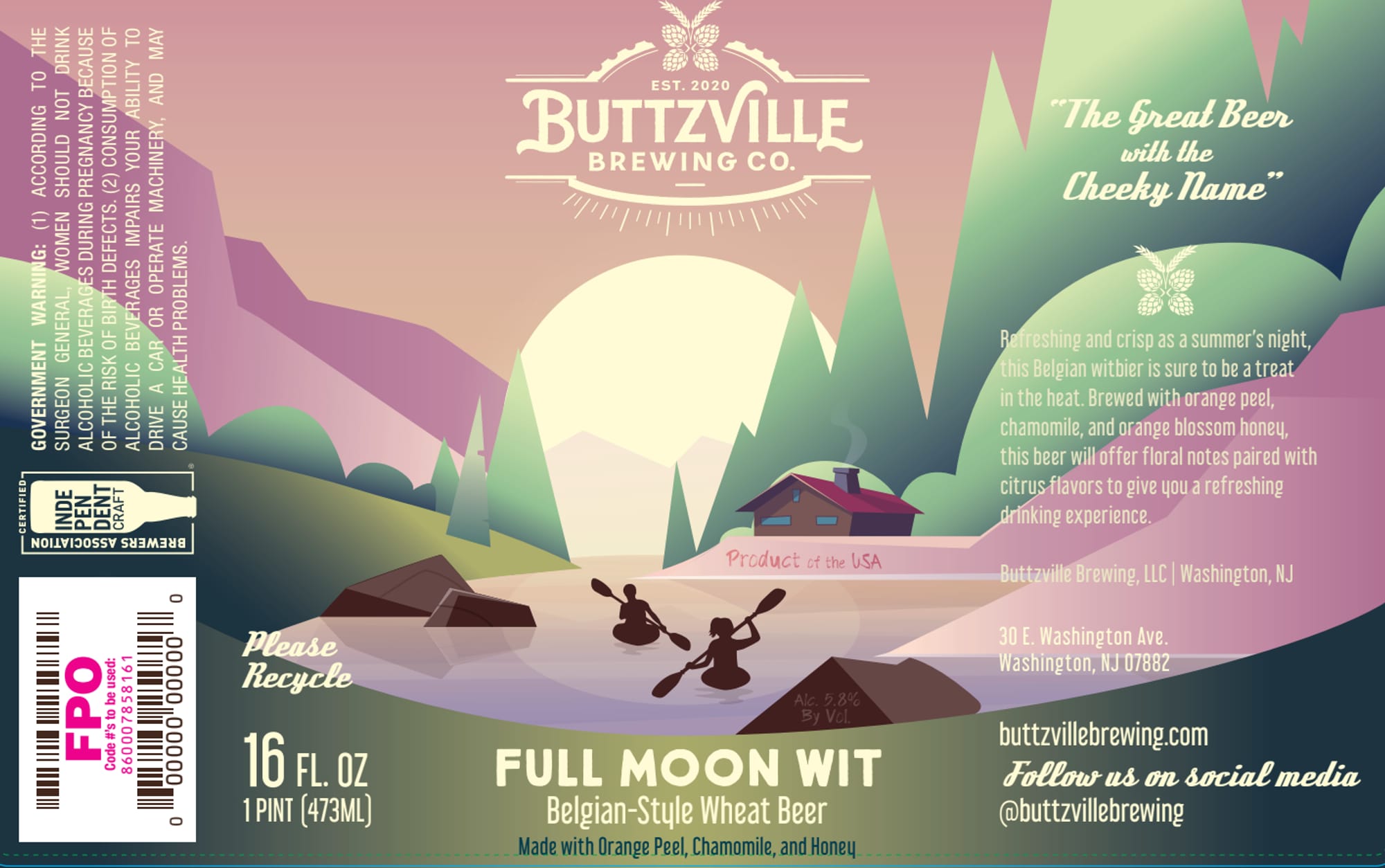 Full Moon Wit by Buttzville Brewing Co. - beer label