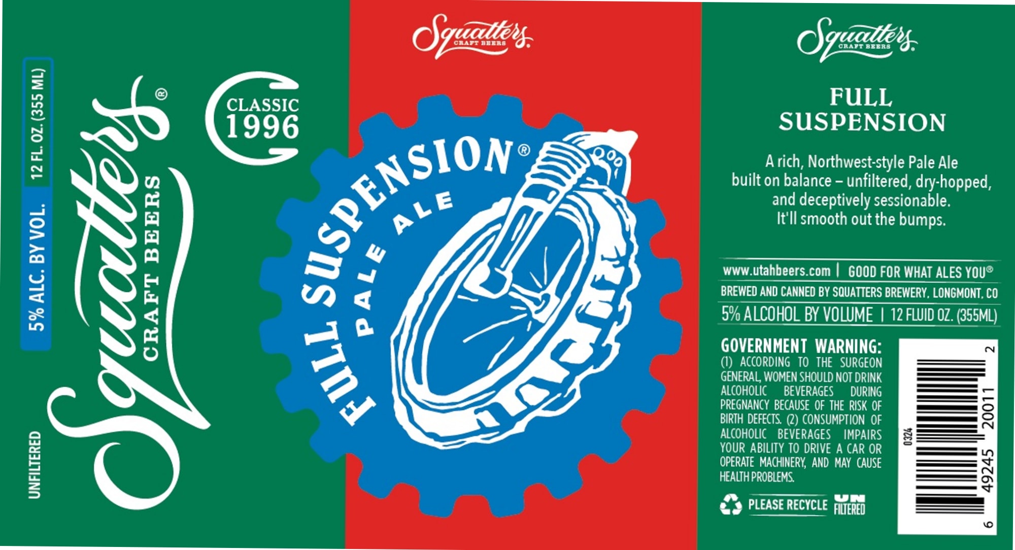 Full Suspension Pale Ale by Squatters Craft Beers - beer label