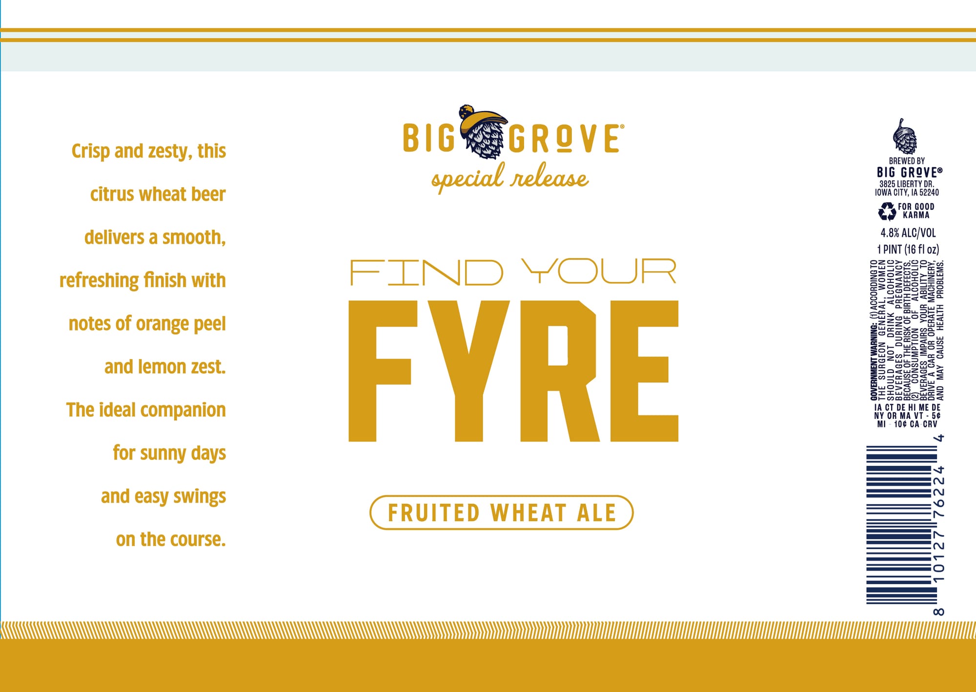 Fyre by Big Grove - beer label
