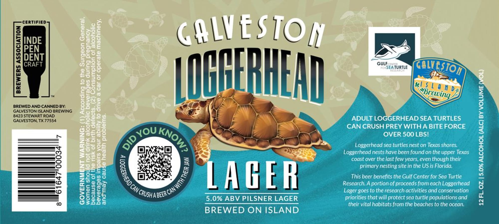 Loggerhead Lager by Galveston Island Brewing - beer label