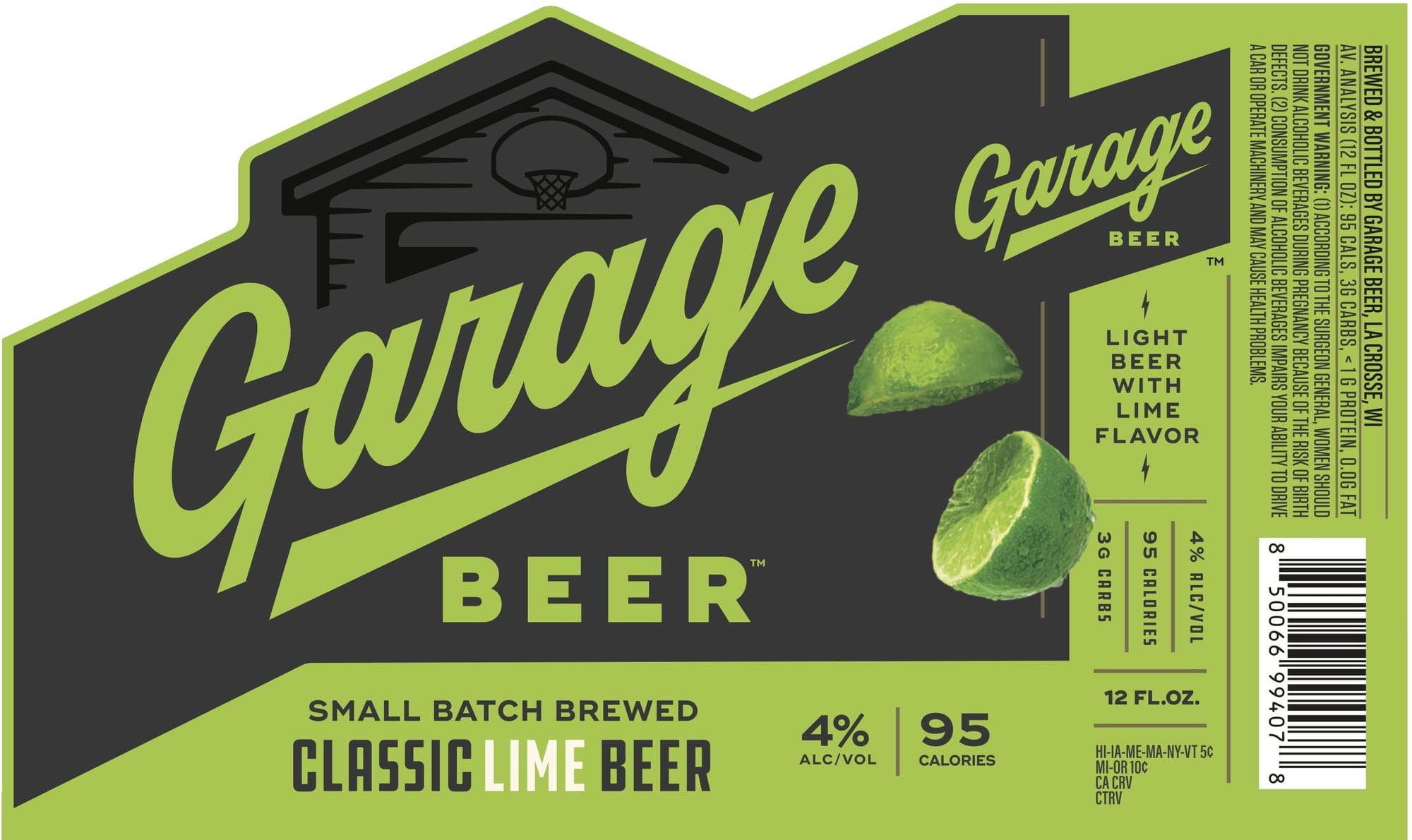 Light Beer with Lime Flavor by Garage Beer - beer label