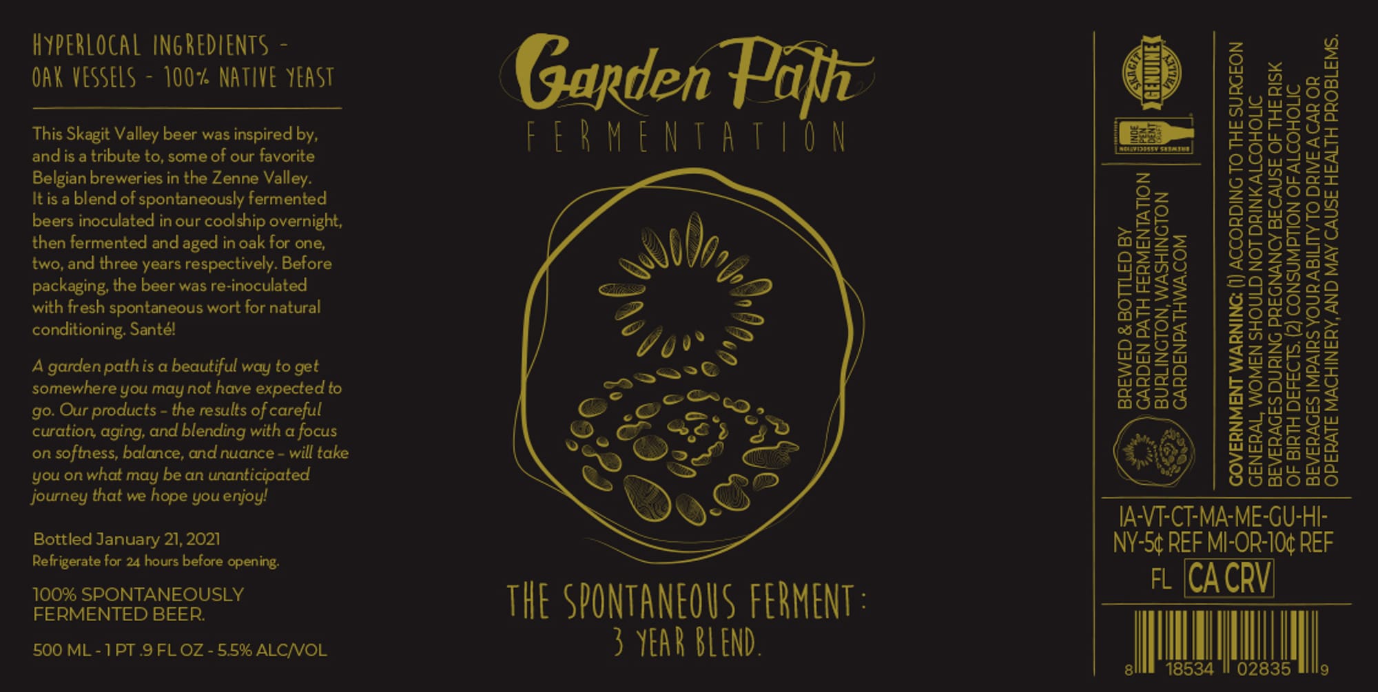 The Spontaneous Ferment – 3 Year Blend by Garden Path Fermentation - beer label