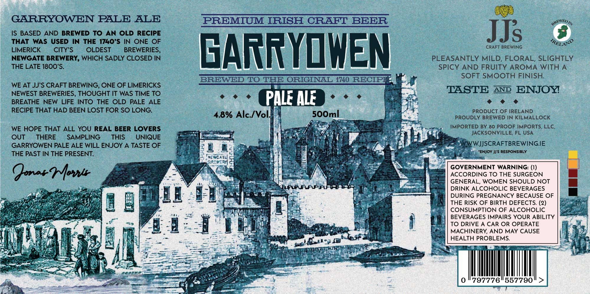 Garryowen Pale Ale by JJ’s Craft Brewing - beer label
