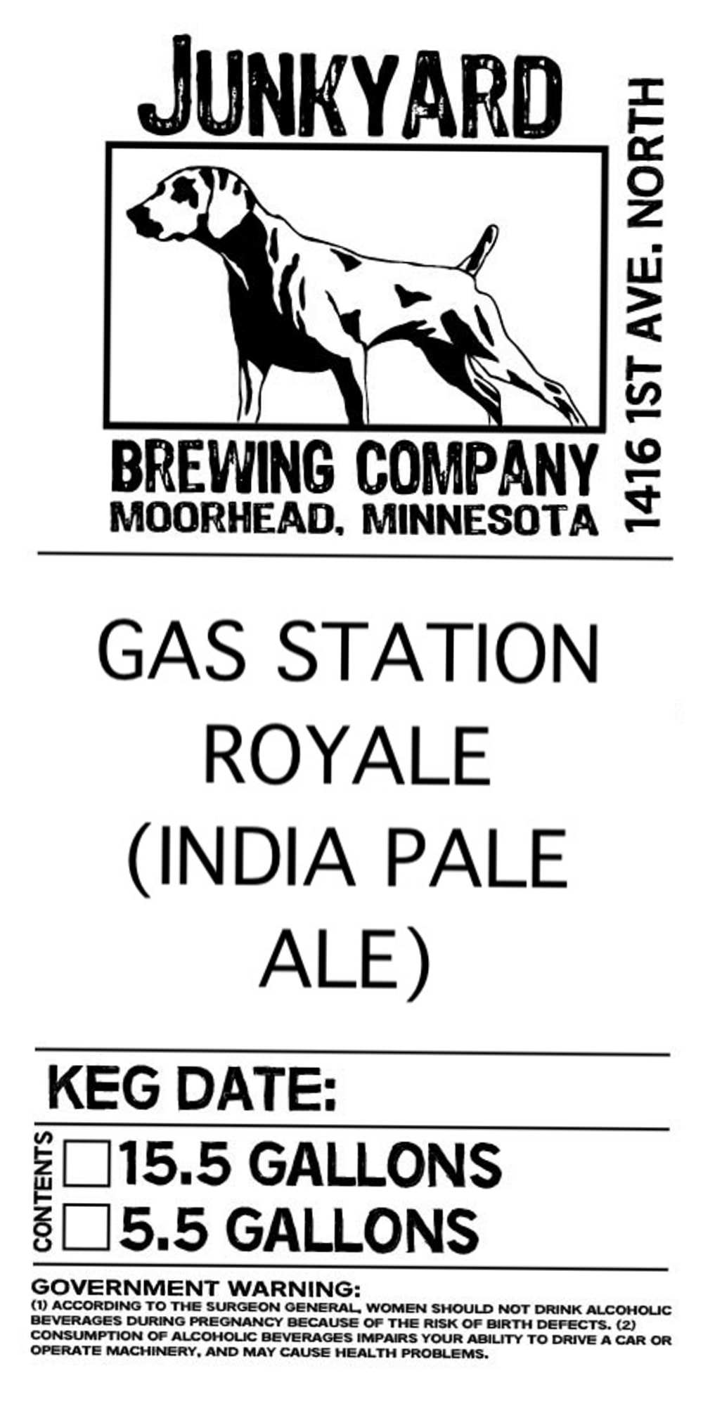 Gas Station Royale by Junkyard Brewing Company - beer label