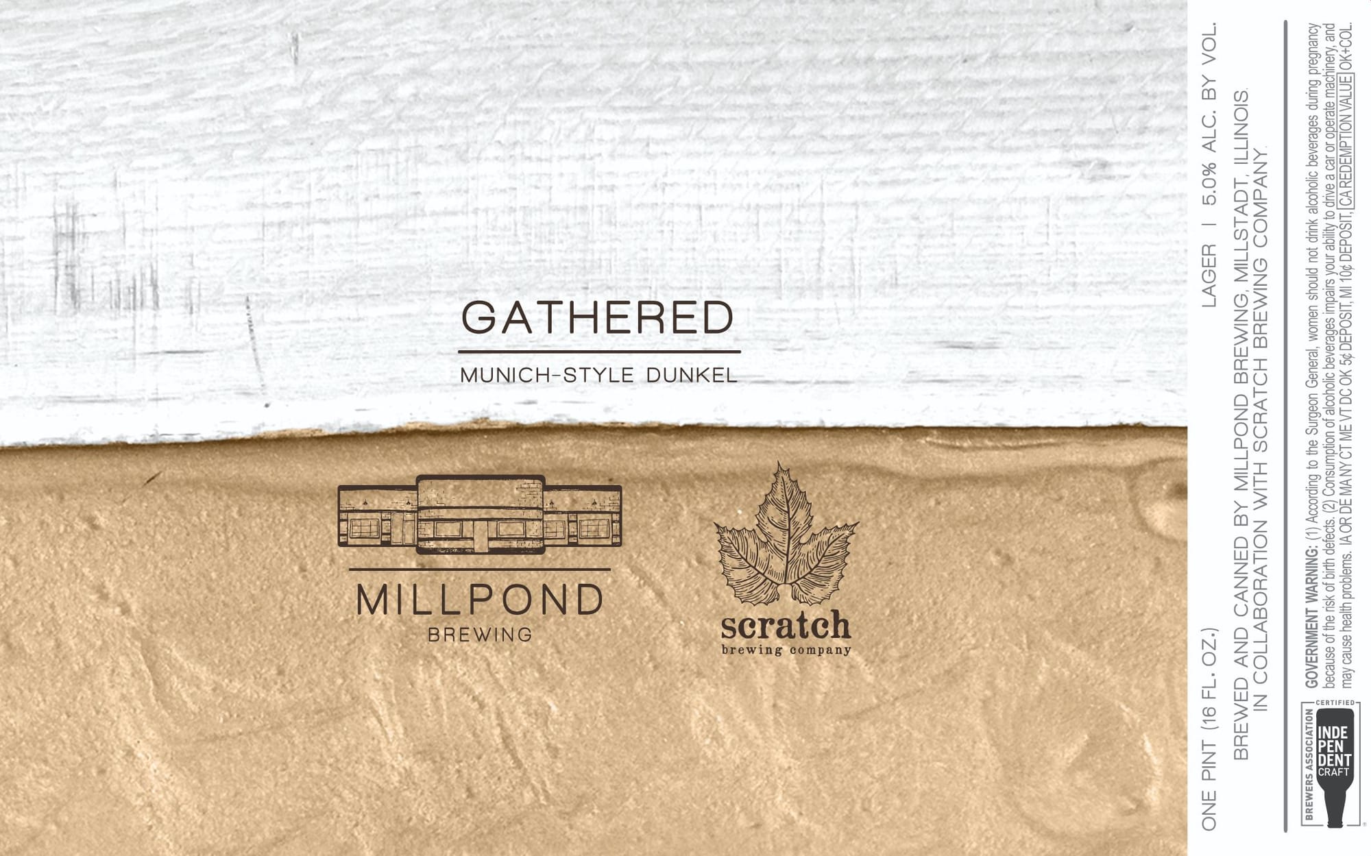 Gathered by Millpond Brewing Company & Scratch Brewing Company - beer label